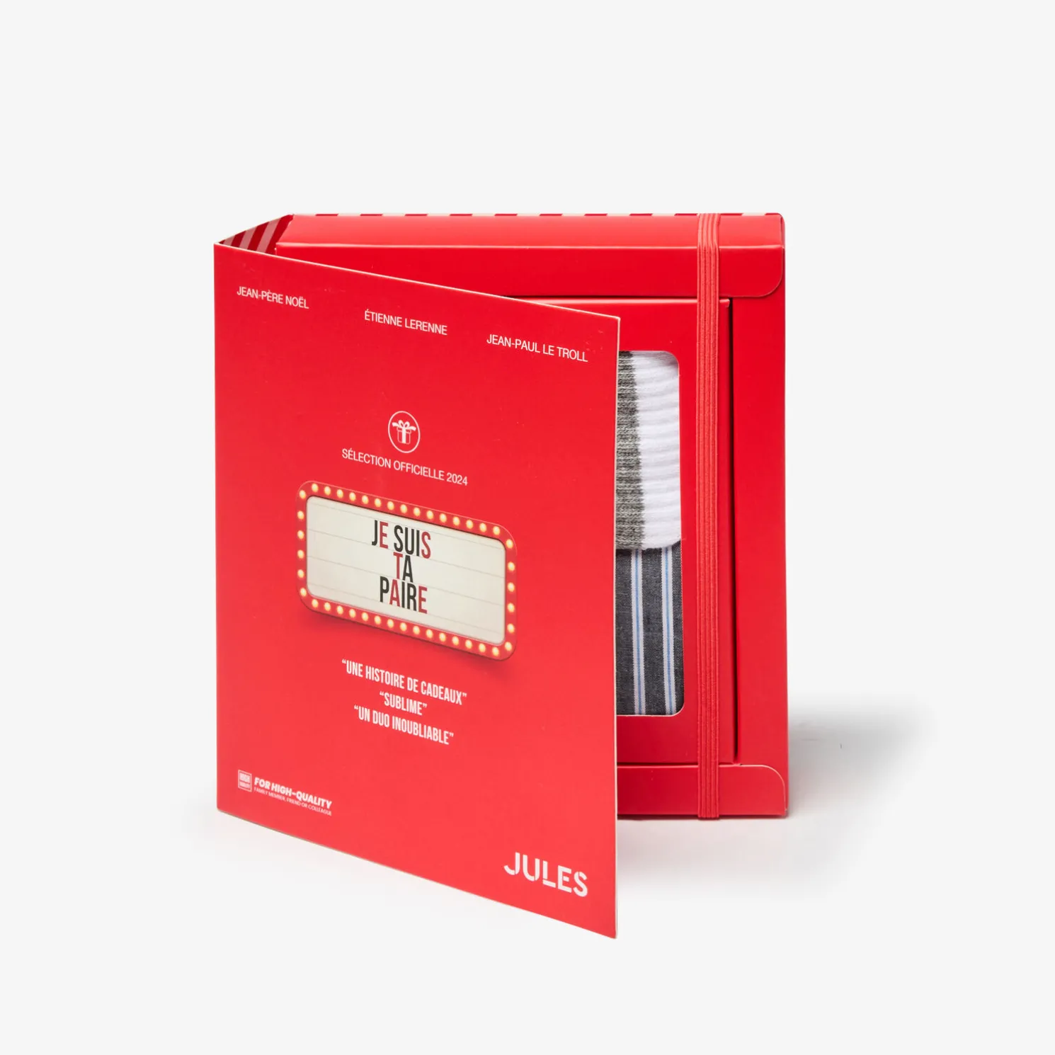 Box met boxershort en sportsokken