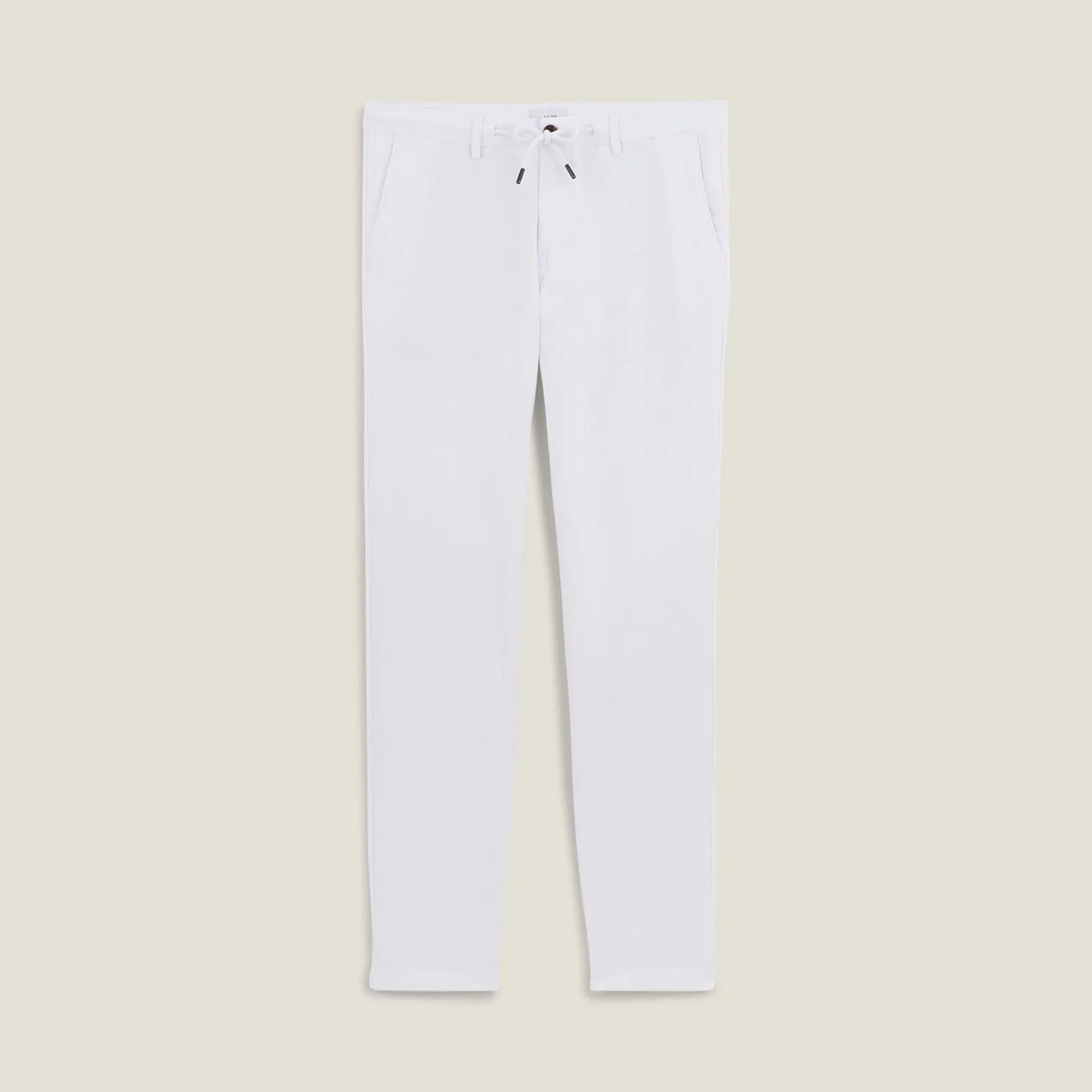 Broek in katoen en linnen met trekkoord