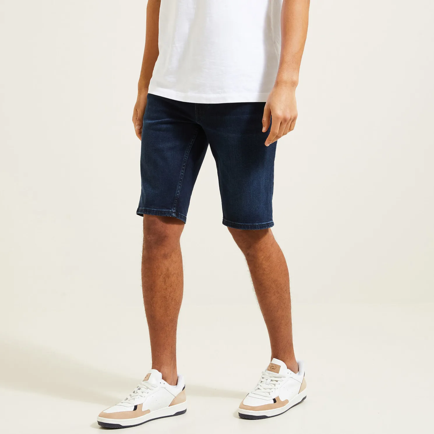 Denim bermuda in gerecycled katoen