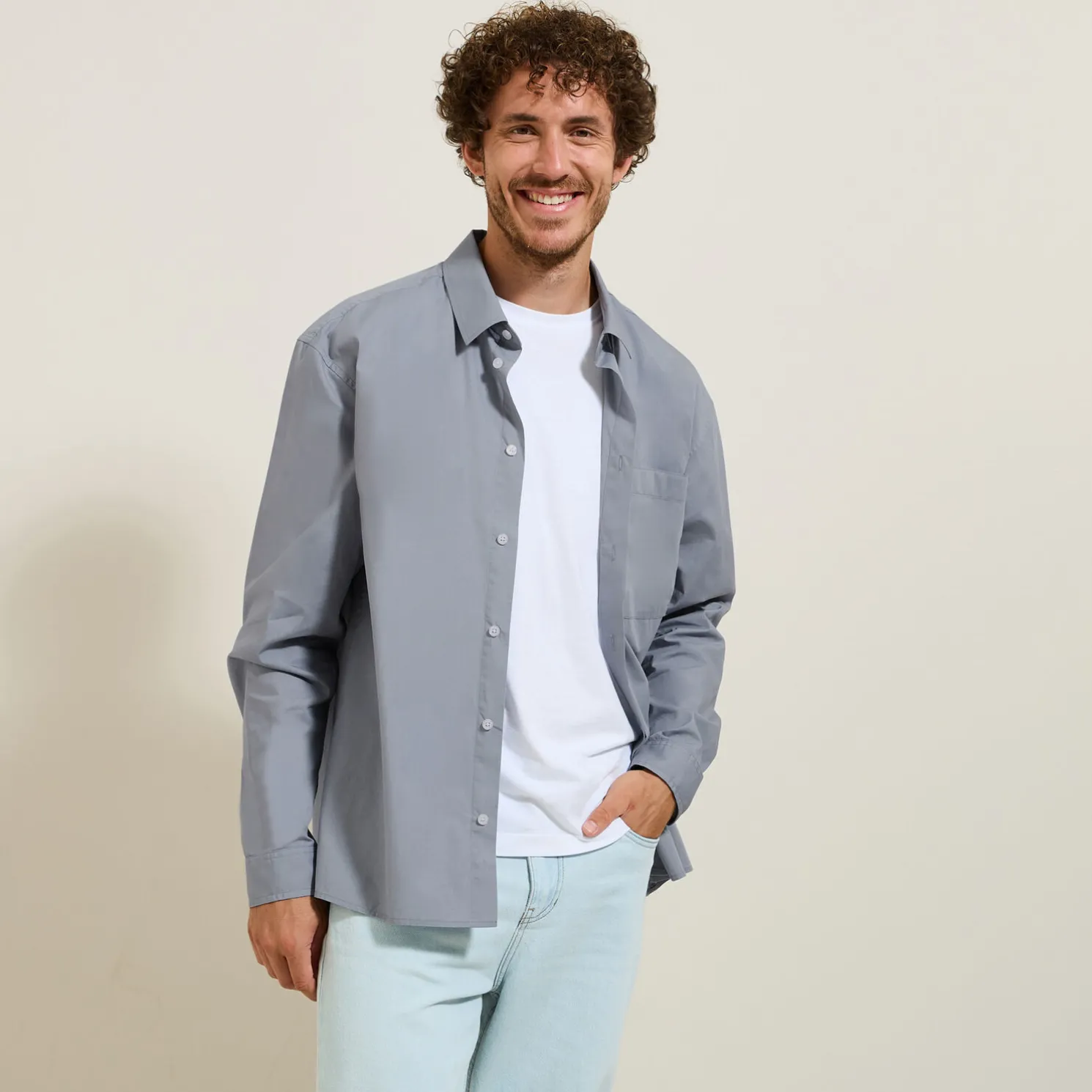 Effen katoenen overhemd