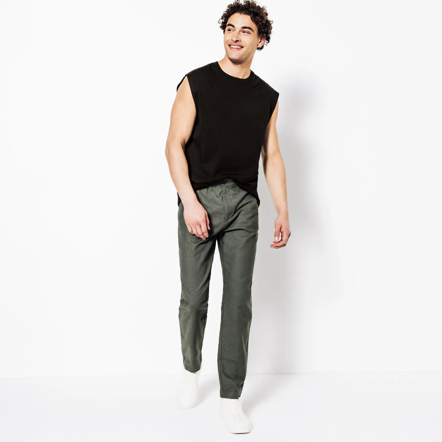 Effen mouwloos hemdje met ronde hals in katoen