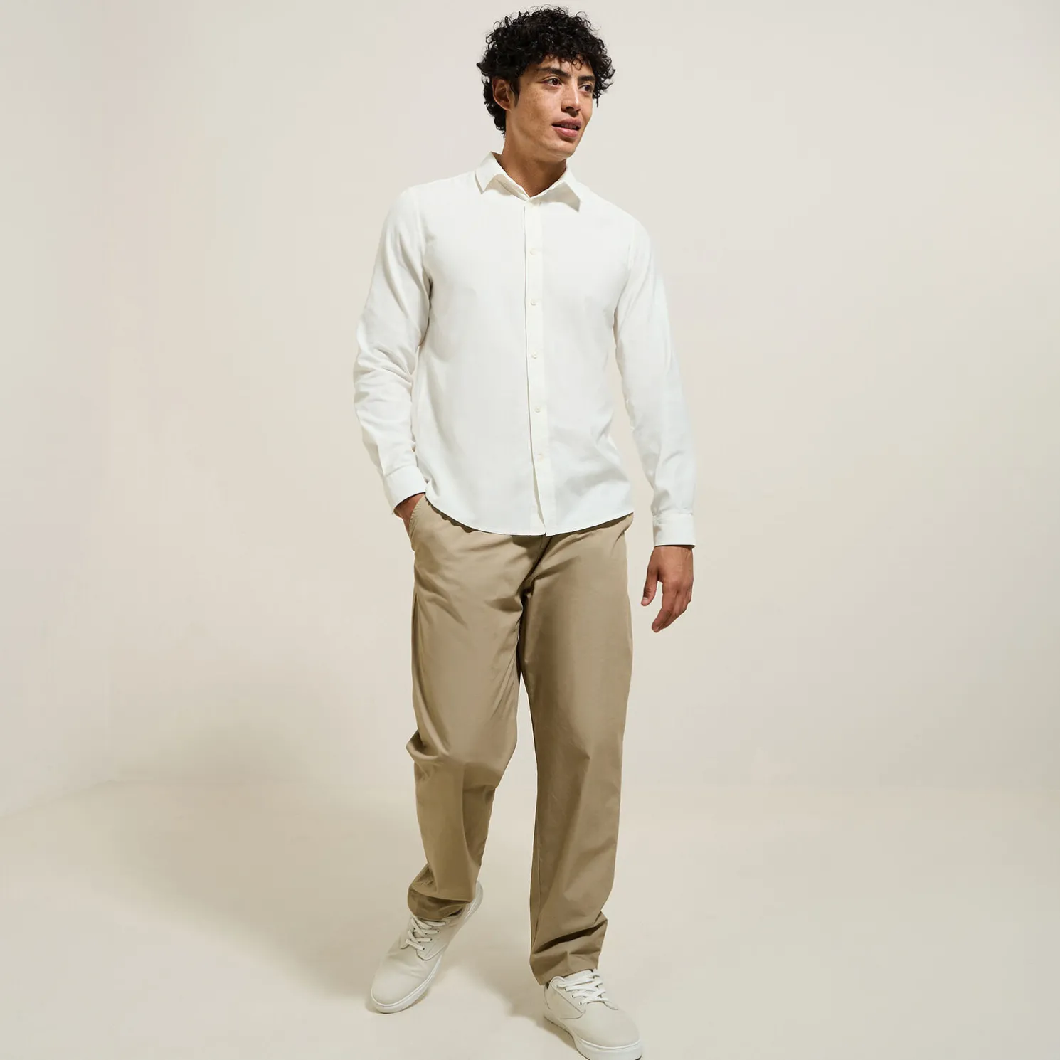 Effen overhemd in piquékatoen