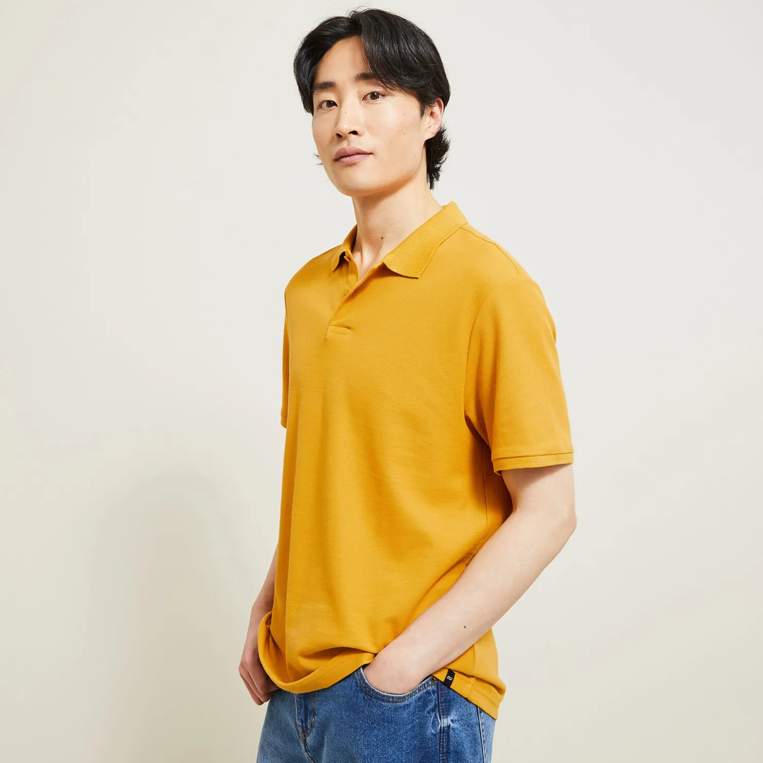 Effen polo in piquékatoen met korte mouwen