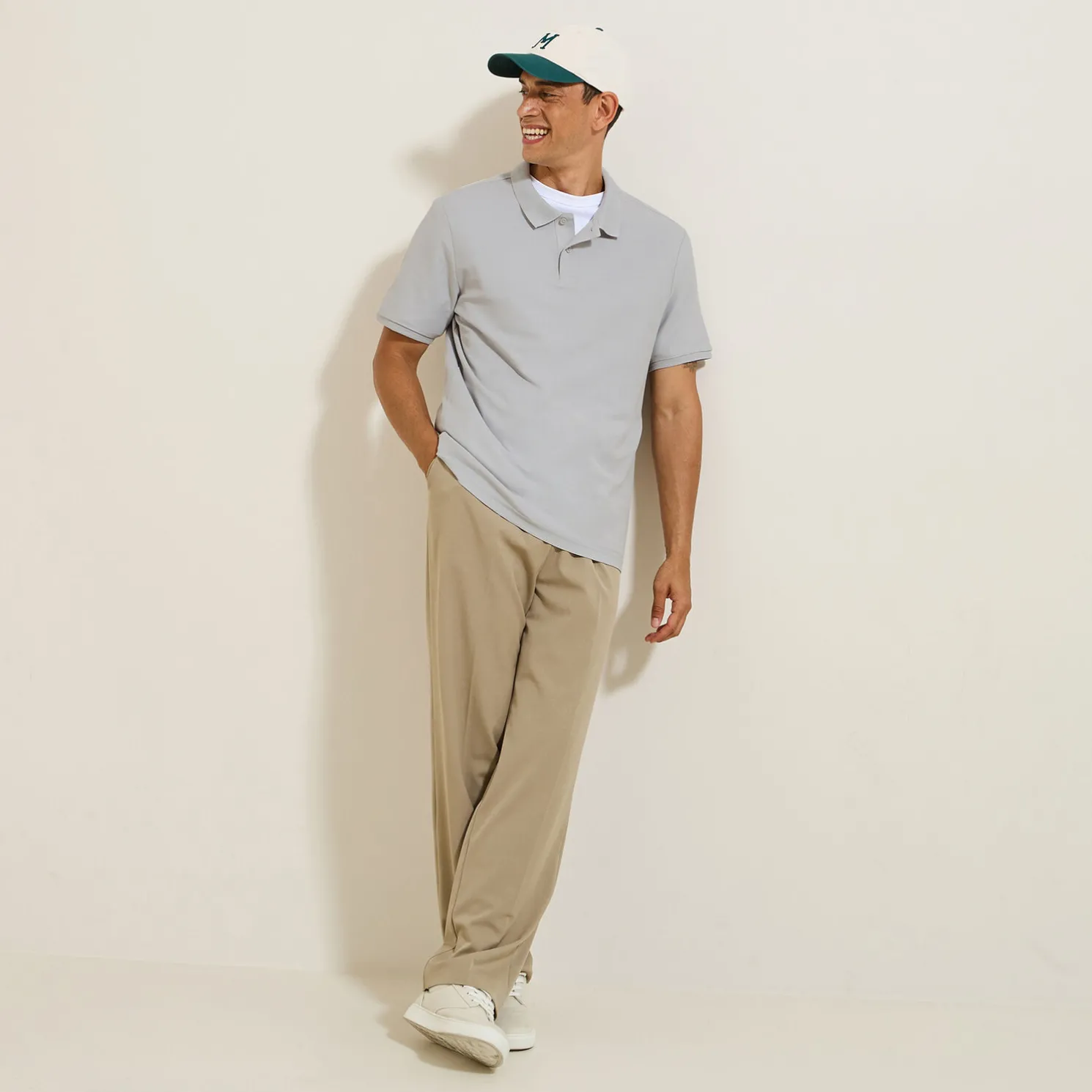 Effen polo in piquékatoen met korte mouwen