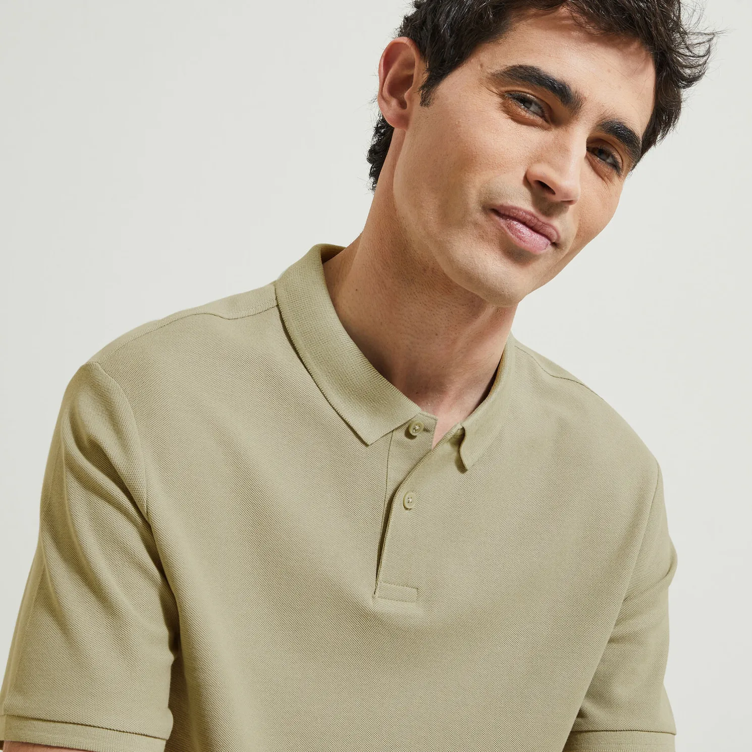 Effen polo in piquékatoen met korte mouwen