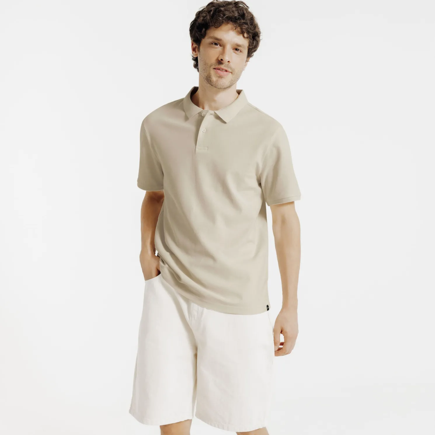 Effen polo in piquékatoen met korte mouwen