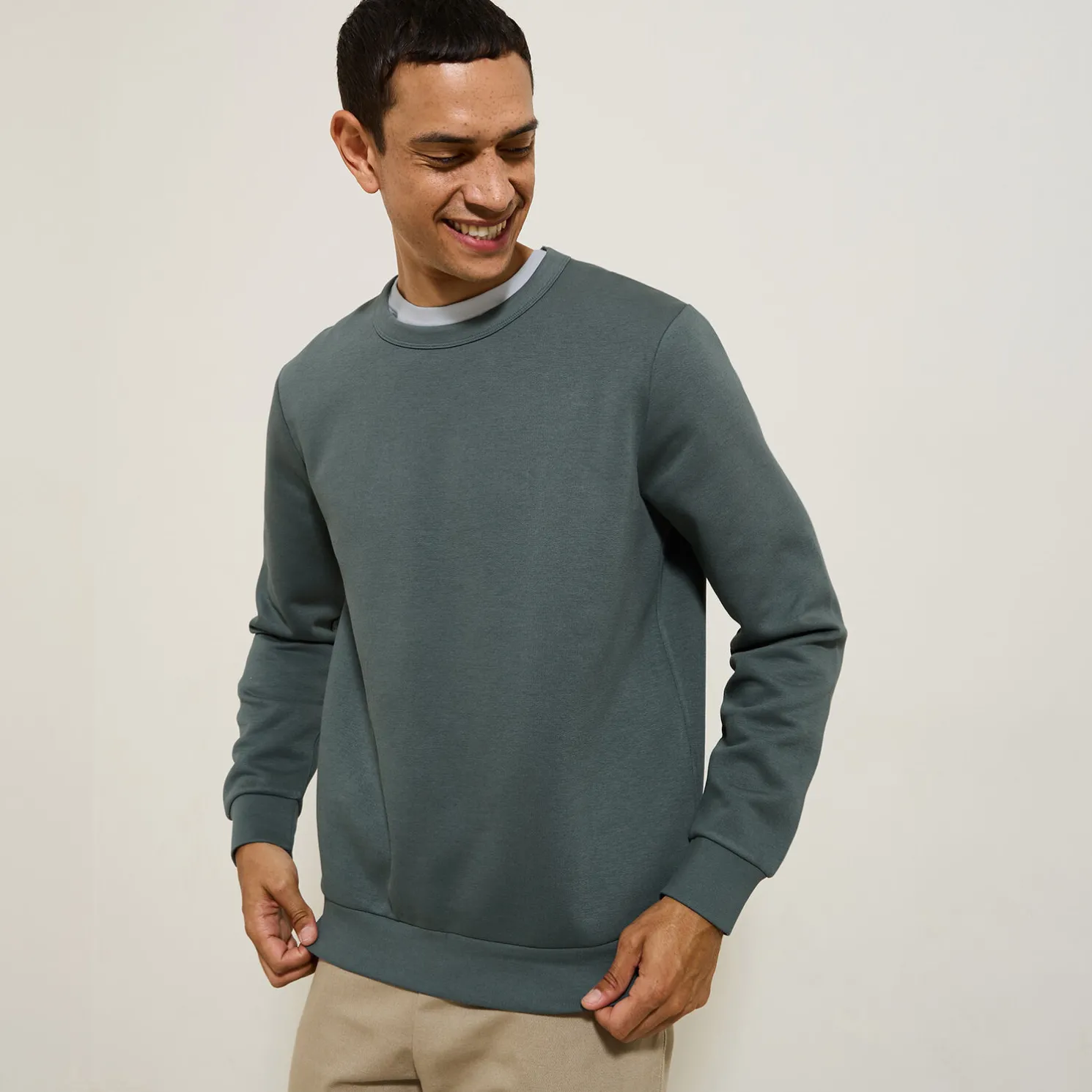 Effen sweater met ronde hals