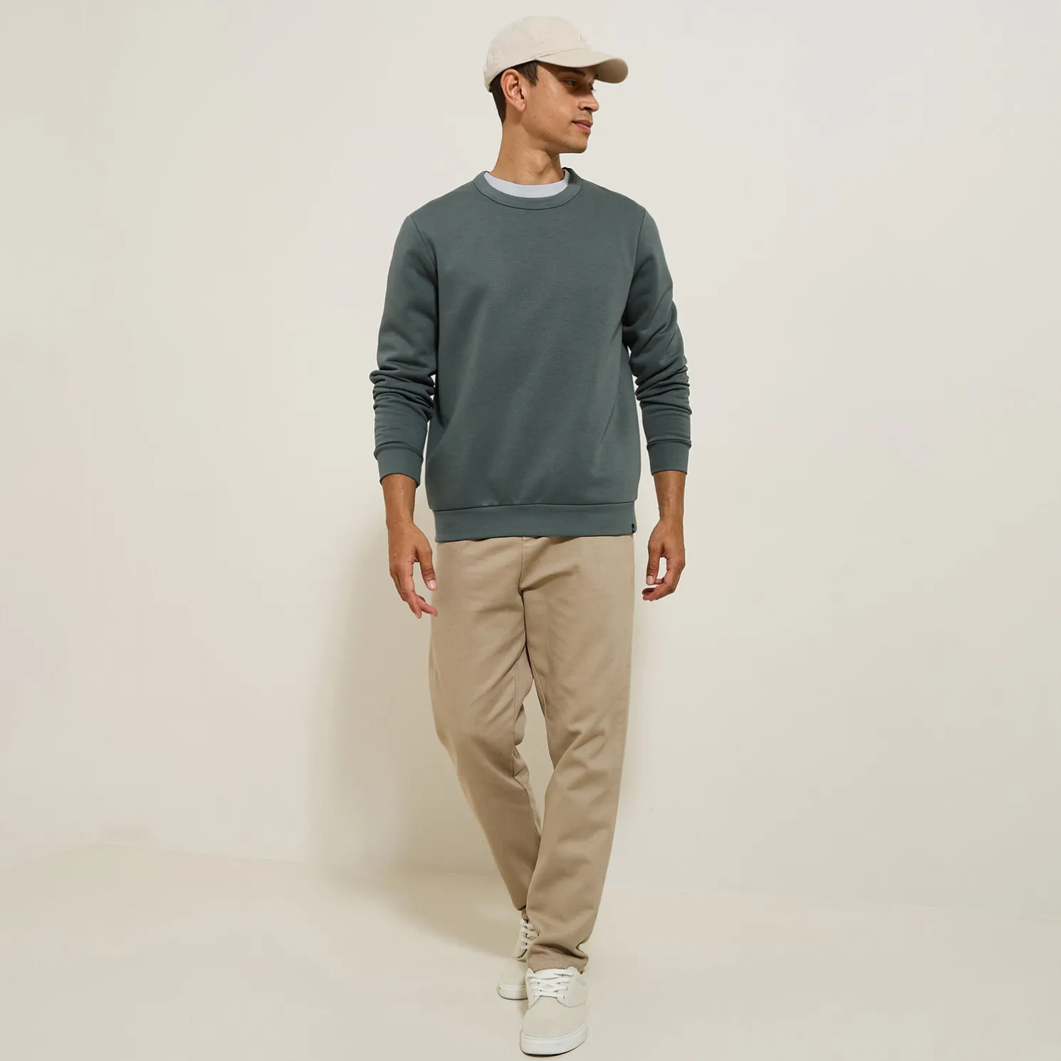 Effen sweater met ronde hals