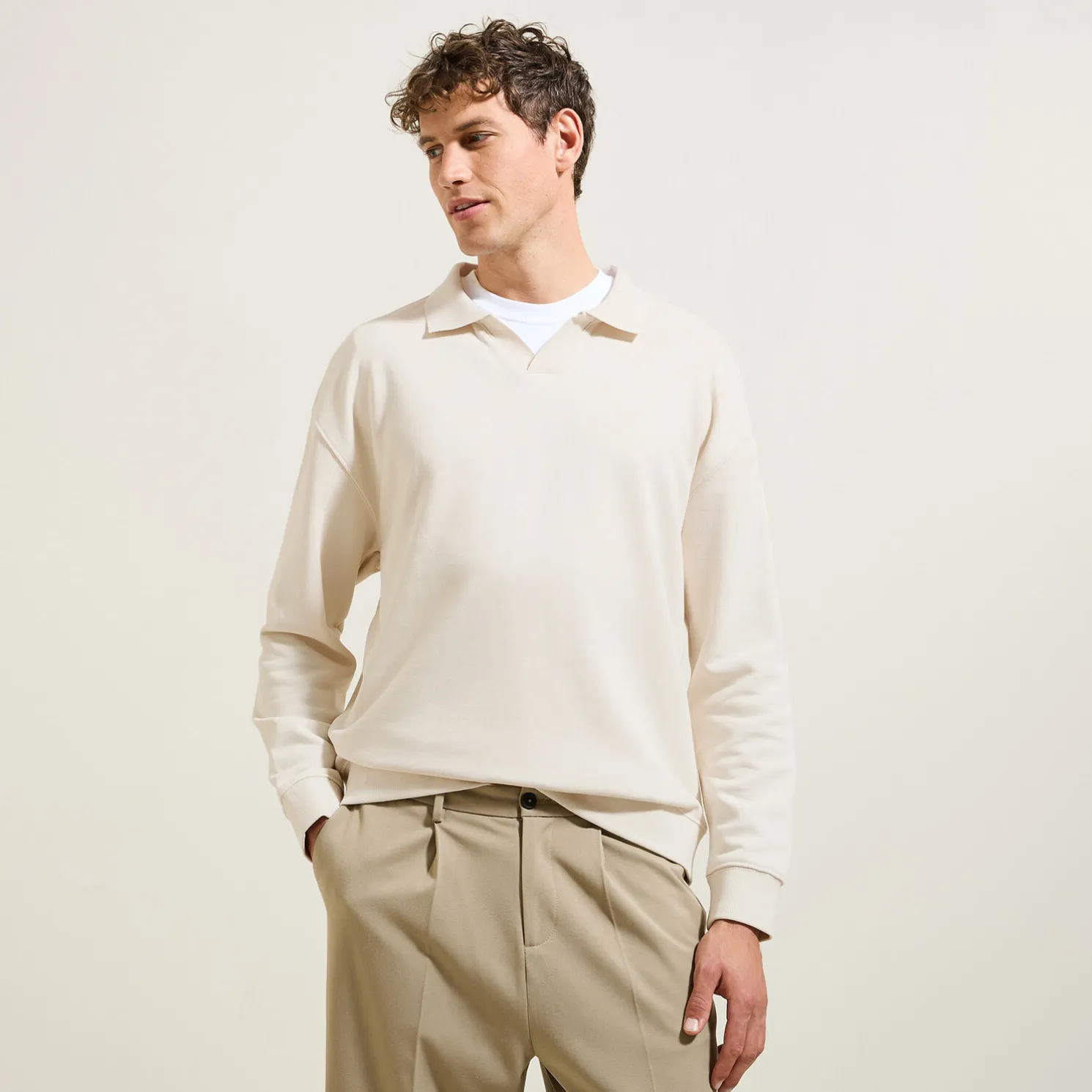 Effen sweater met resortkraag