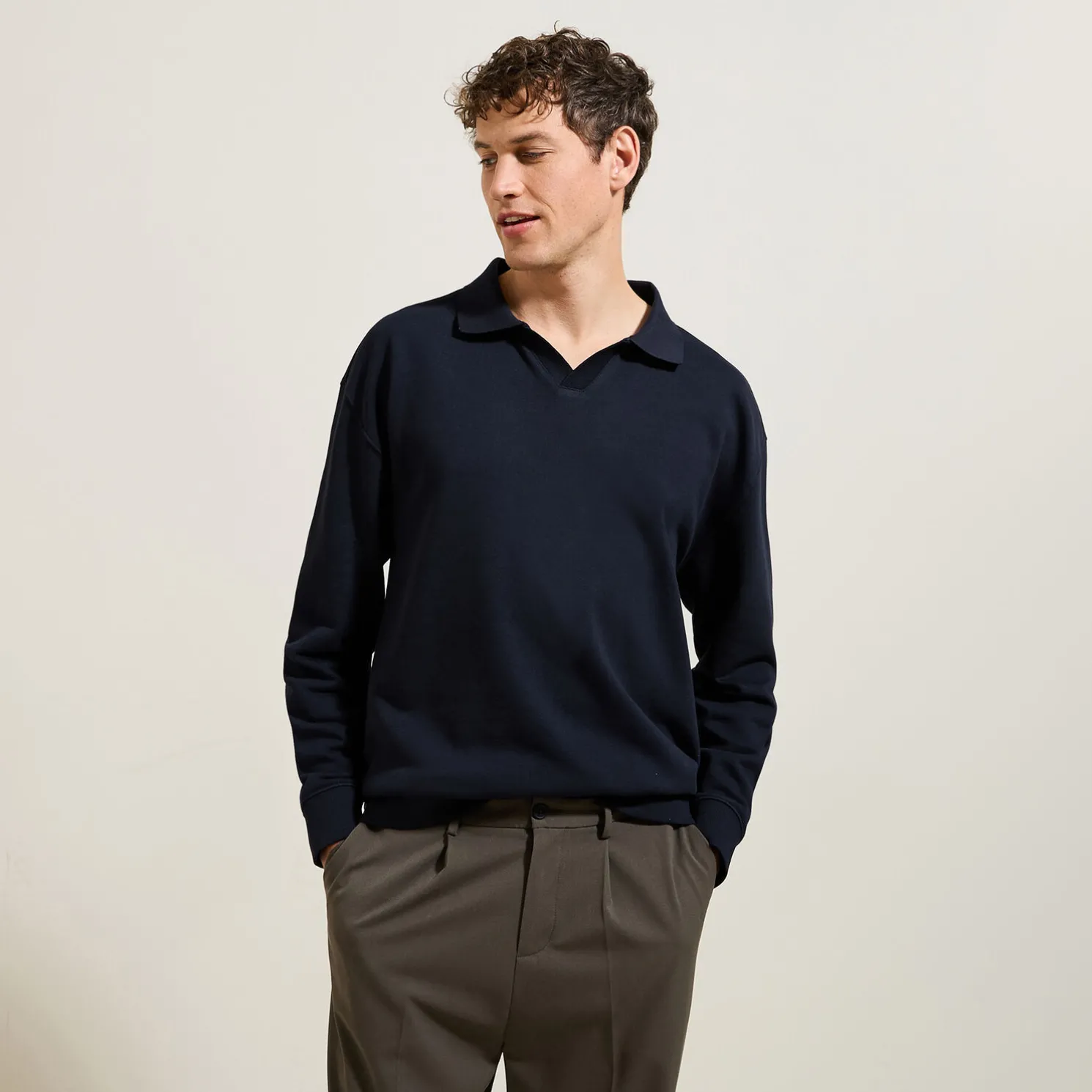 Effen sweater met resortkraag