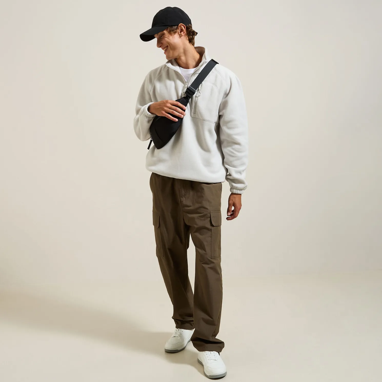 Fleecesweater met opstaande ritskraag