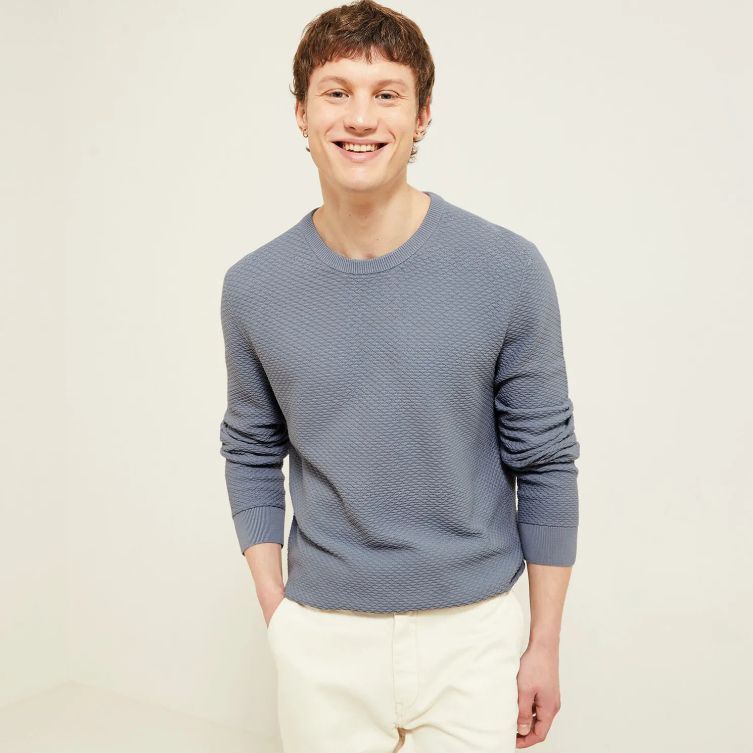 Gemêleerde fantasie trui met ronde hals