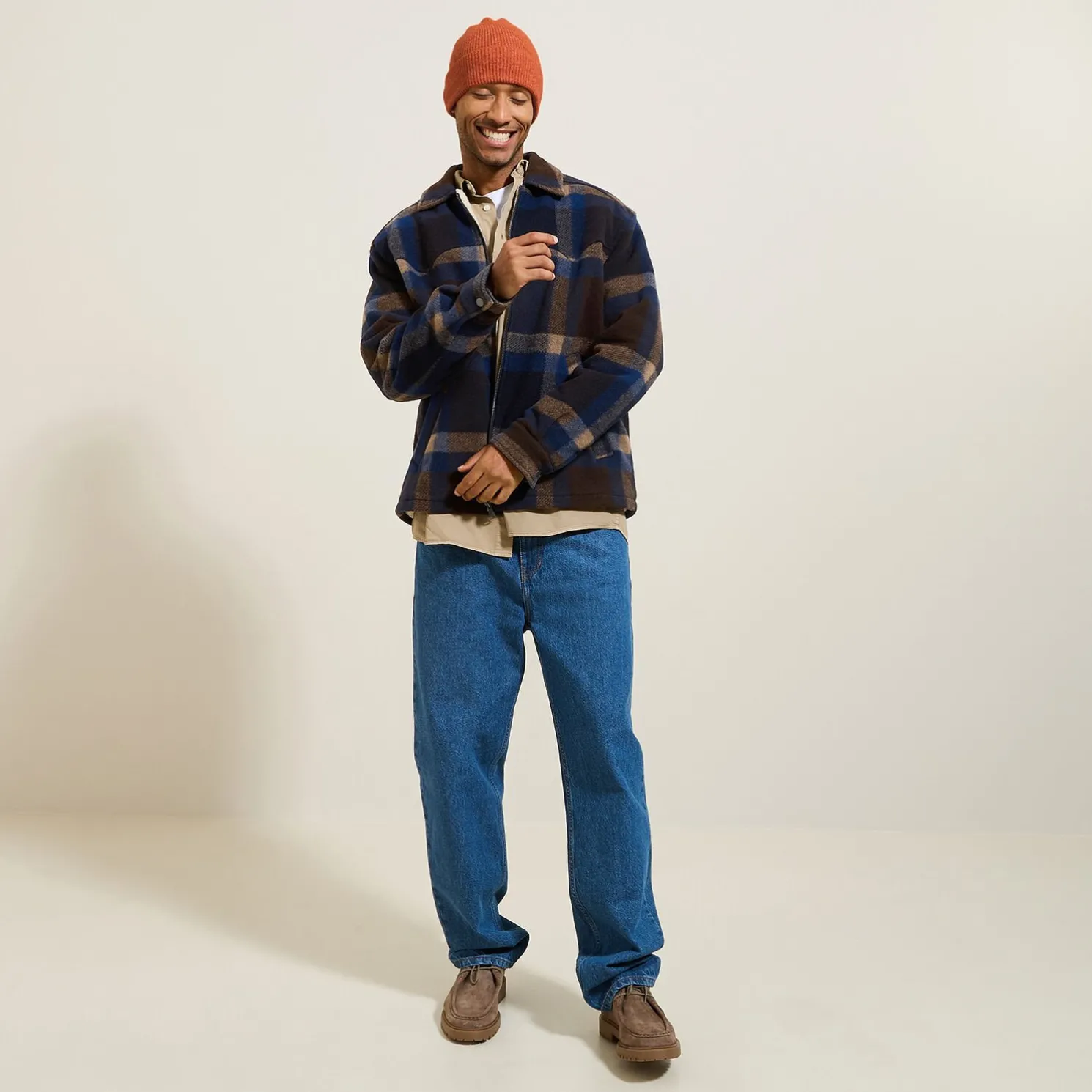 Geruite overhemd met sherpavoering