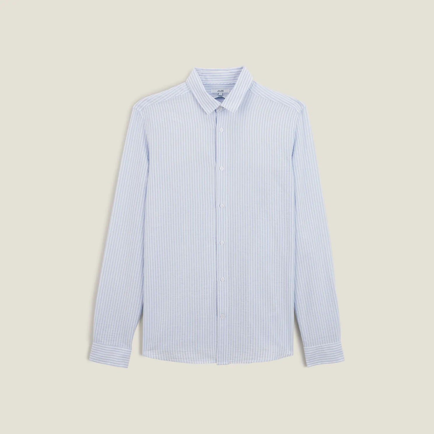 Gestreept overhemd in seersucker katoen