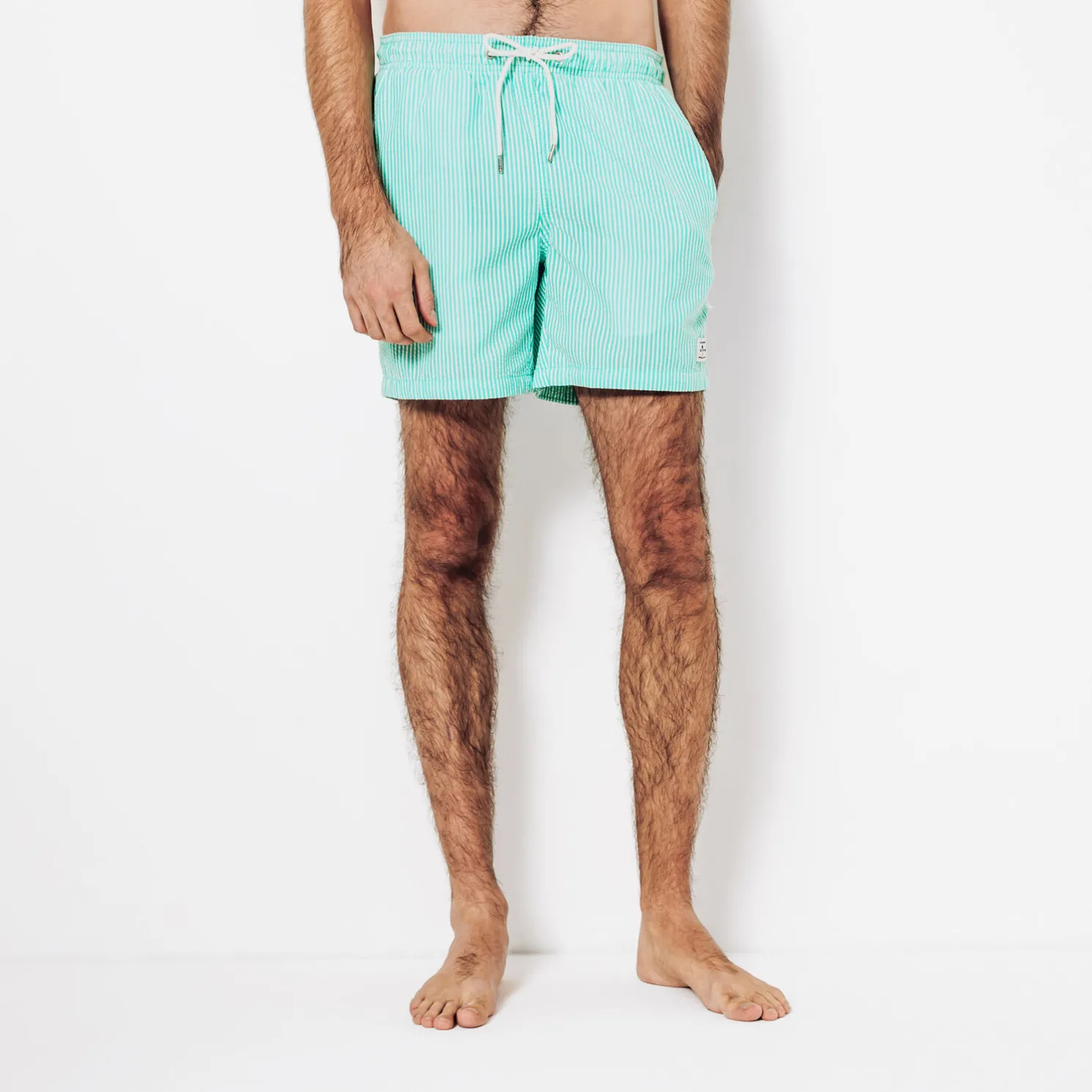 Gestreepte zwemshort in seersucker