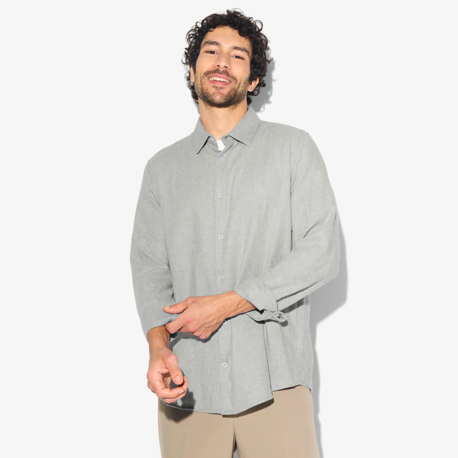 Hemd in flanelkatoen met klassieke kraag