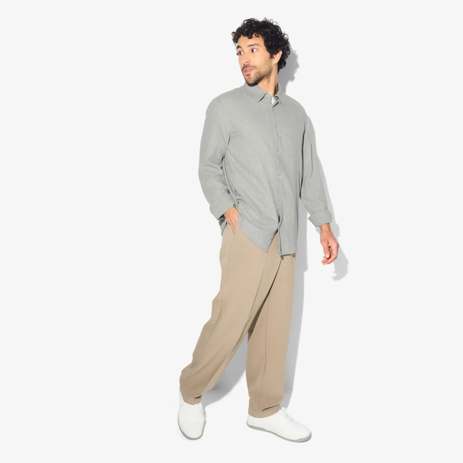 Hemd in flanelkatoen met klassieke kraag