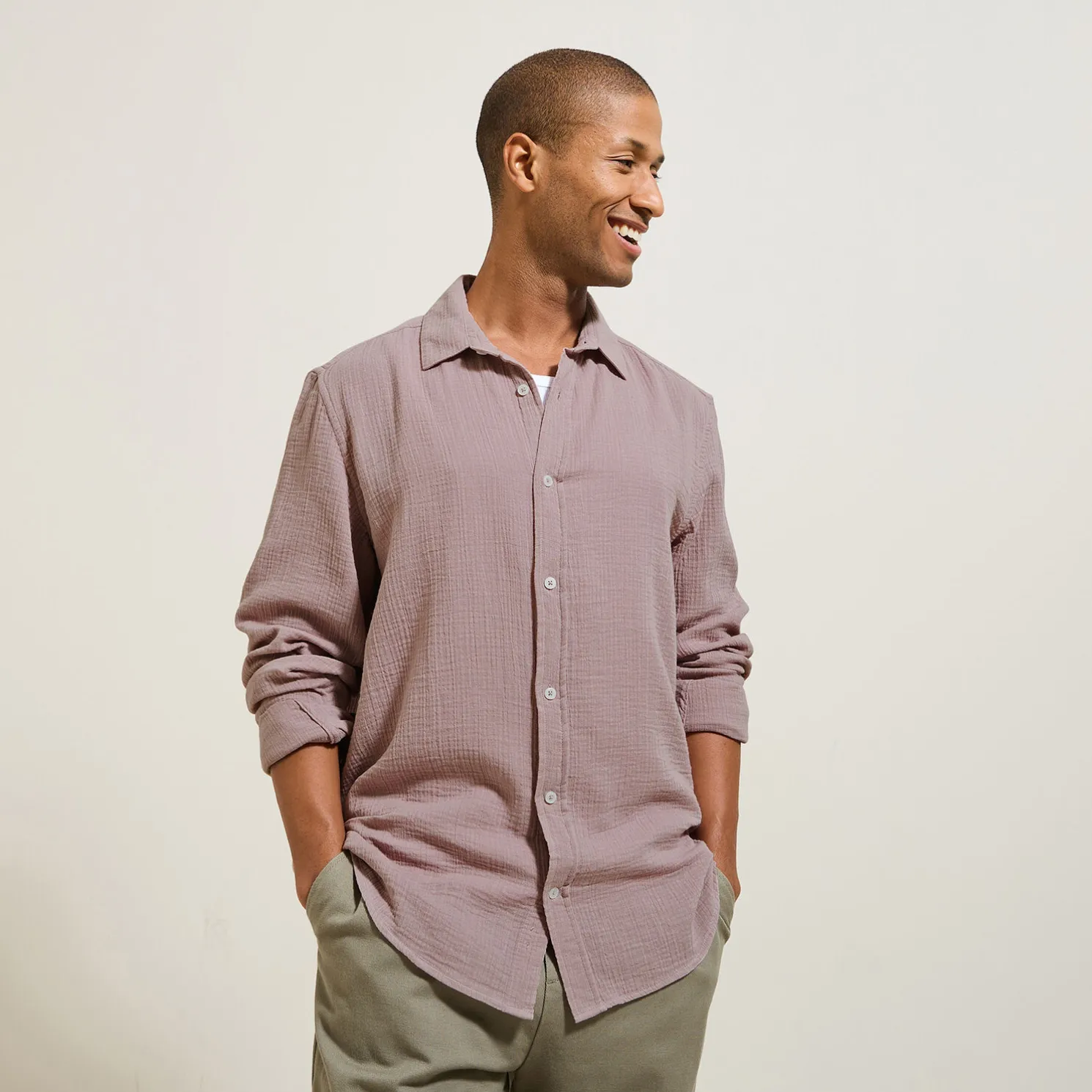 Hemd in katoengaas met klassieke kraag