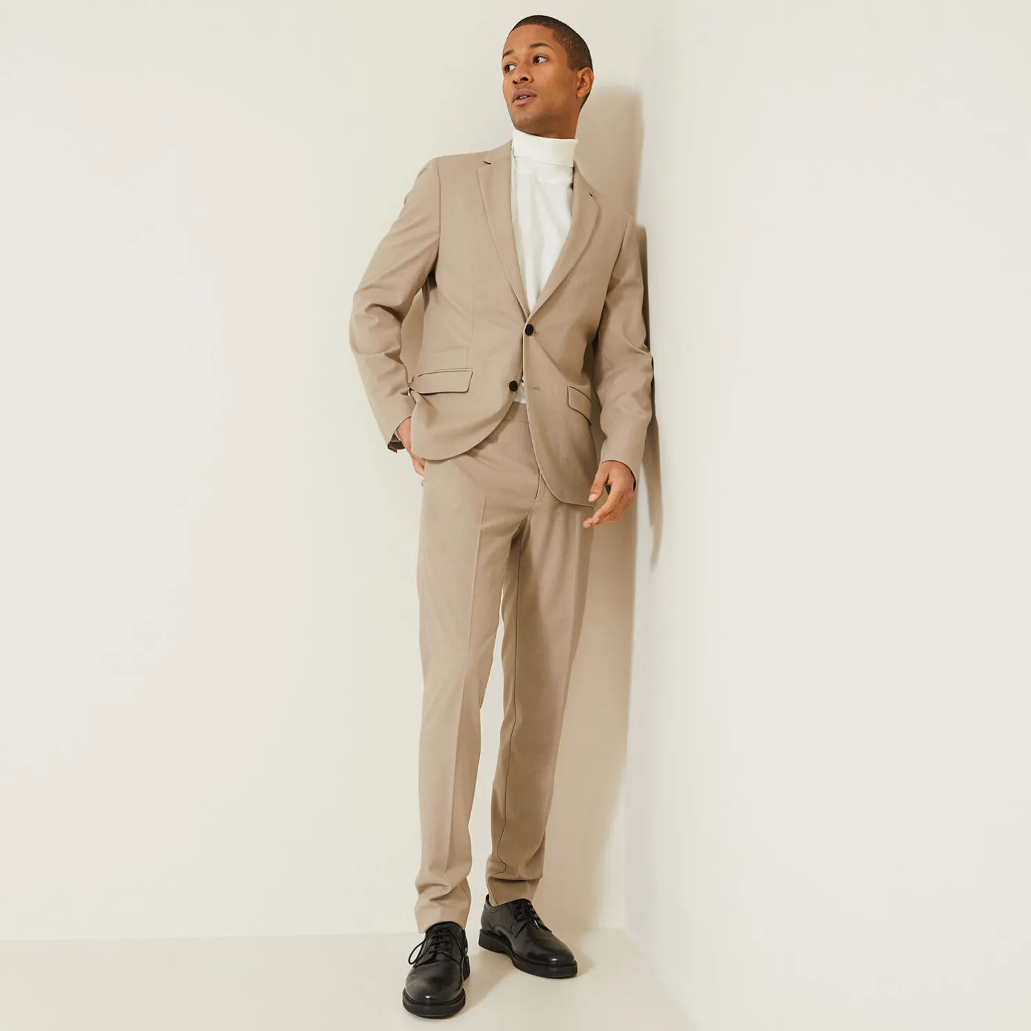 Het pakket extraslim kostuum bi-stretch - Beige