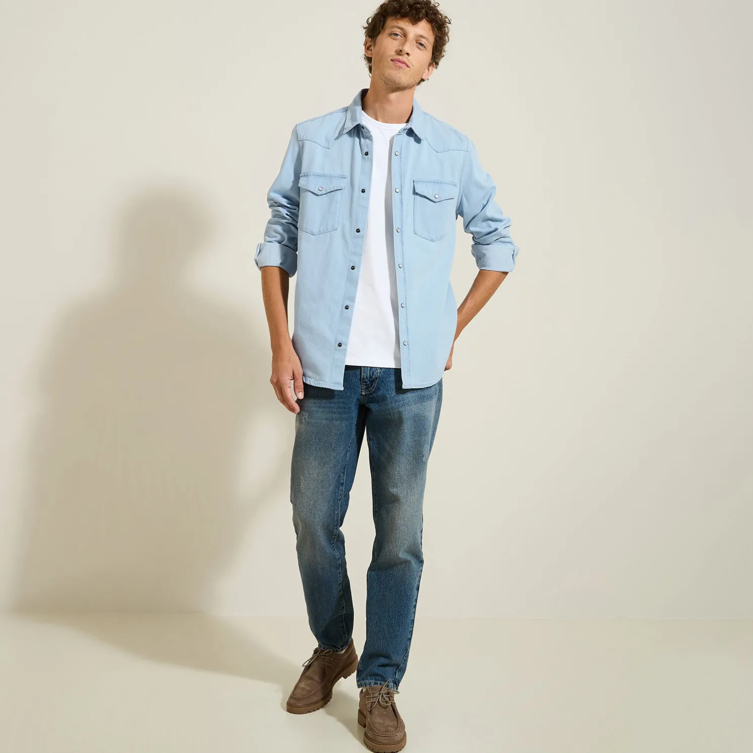 Katoenen hemd in western denim