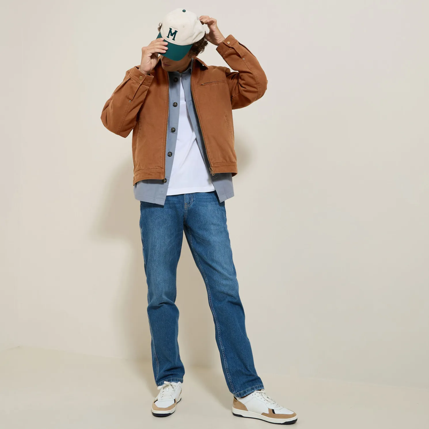 Katoenen jack met hemdskraag