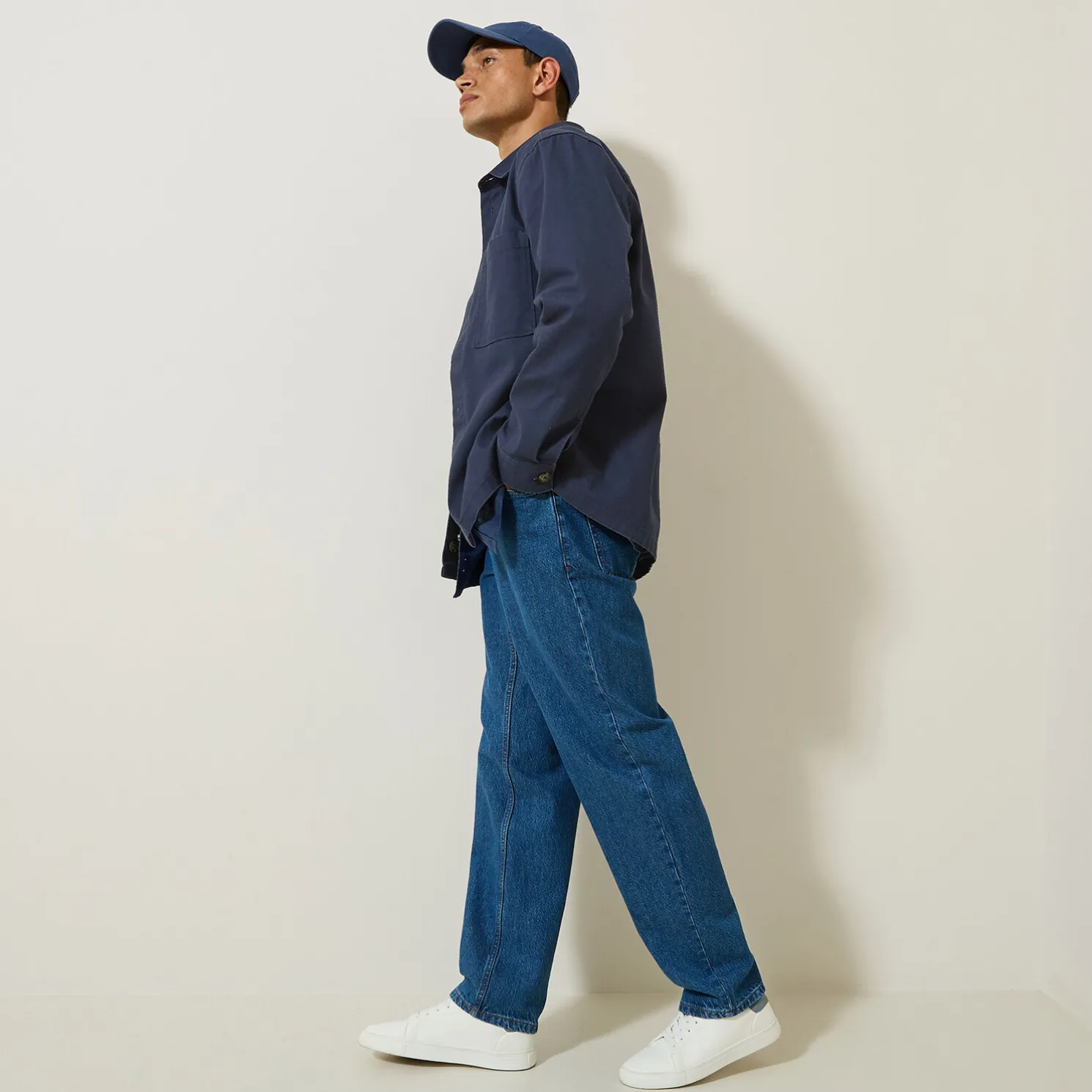 Katoenen overhemdjas met hemdskraag