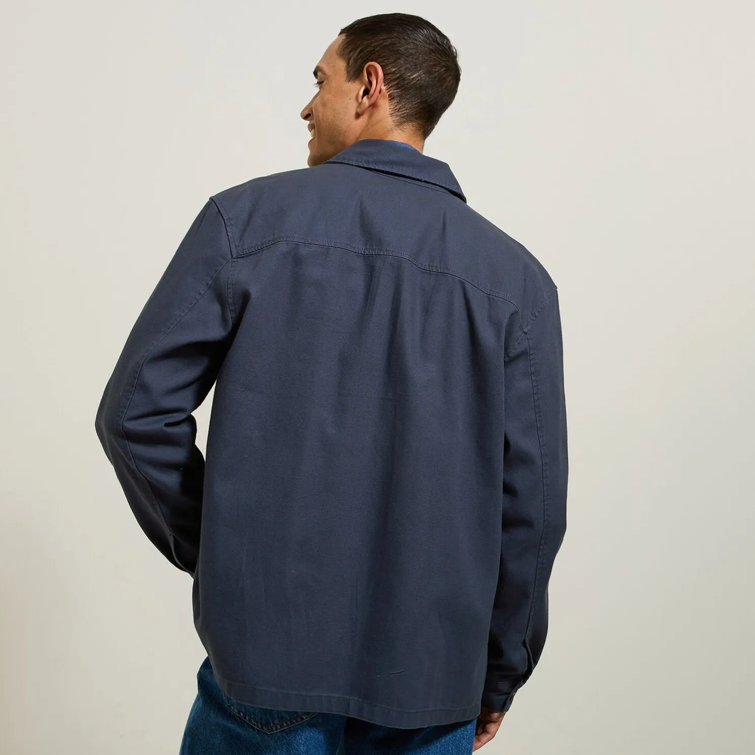 Katoenen overhemdjas met hemdskraag