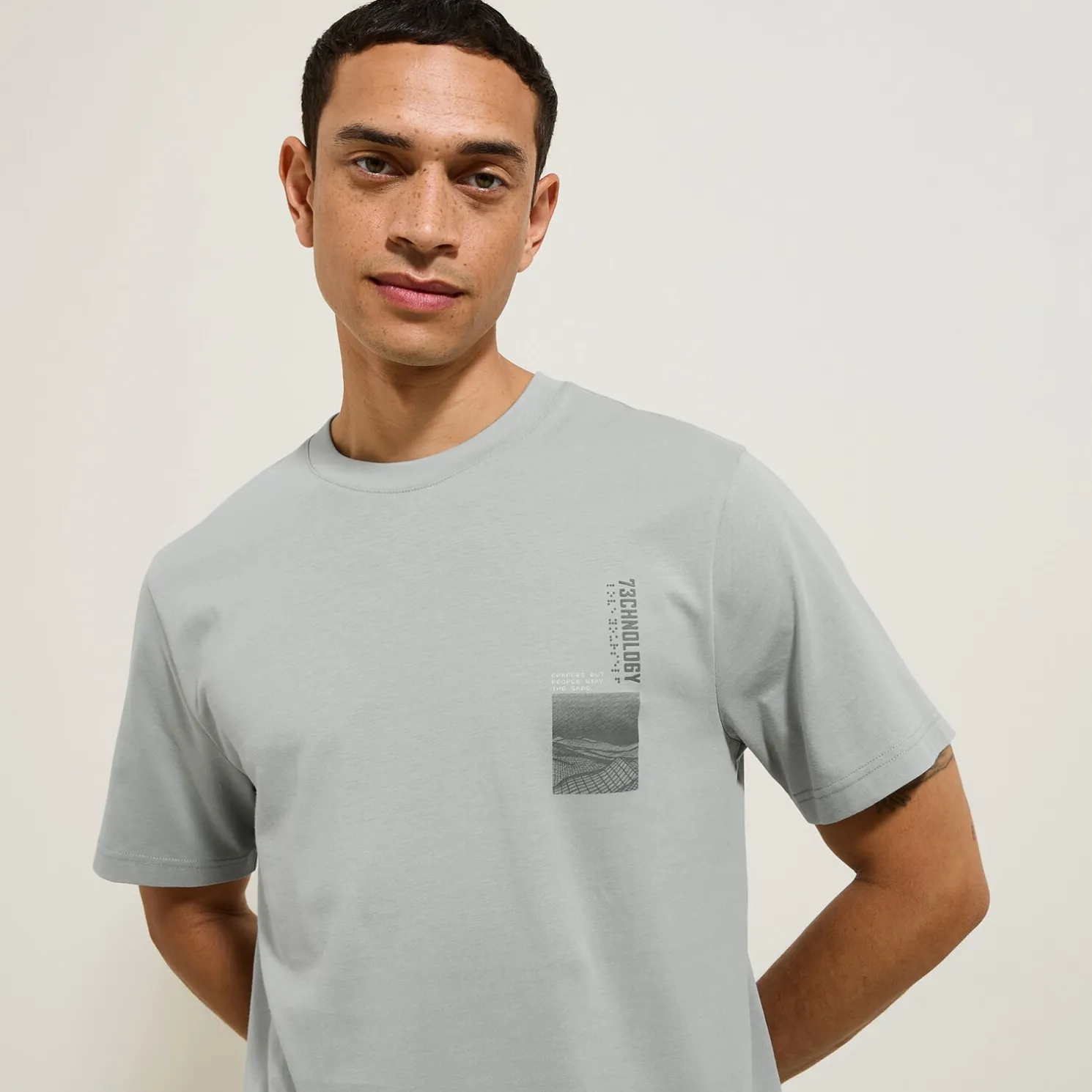 Katoenen T-shirt met ronde hals en print