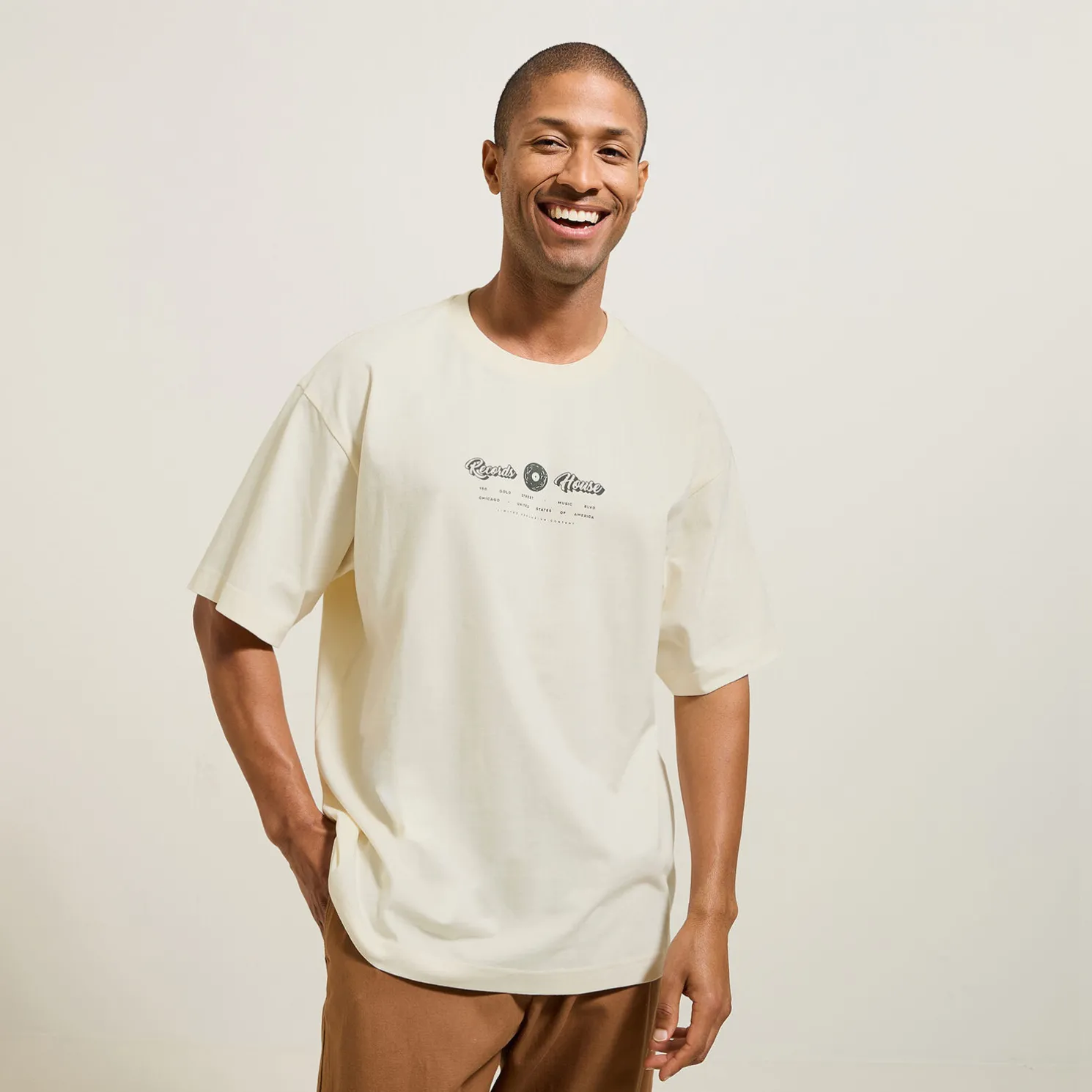 Katoenen T-shirt met ronde hals en print