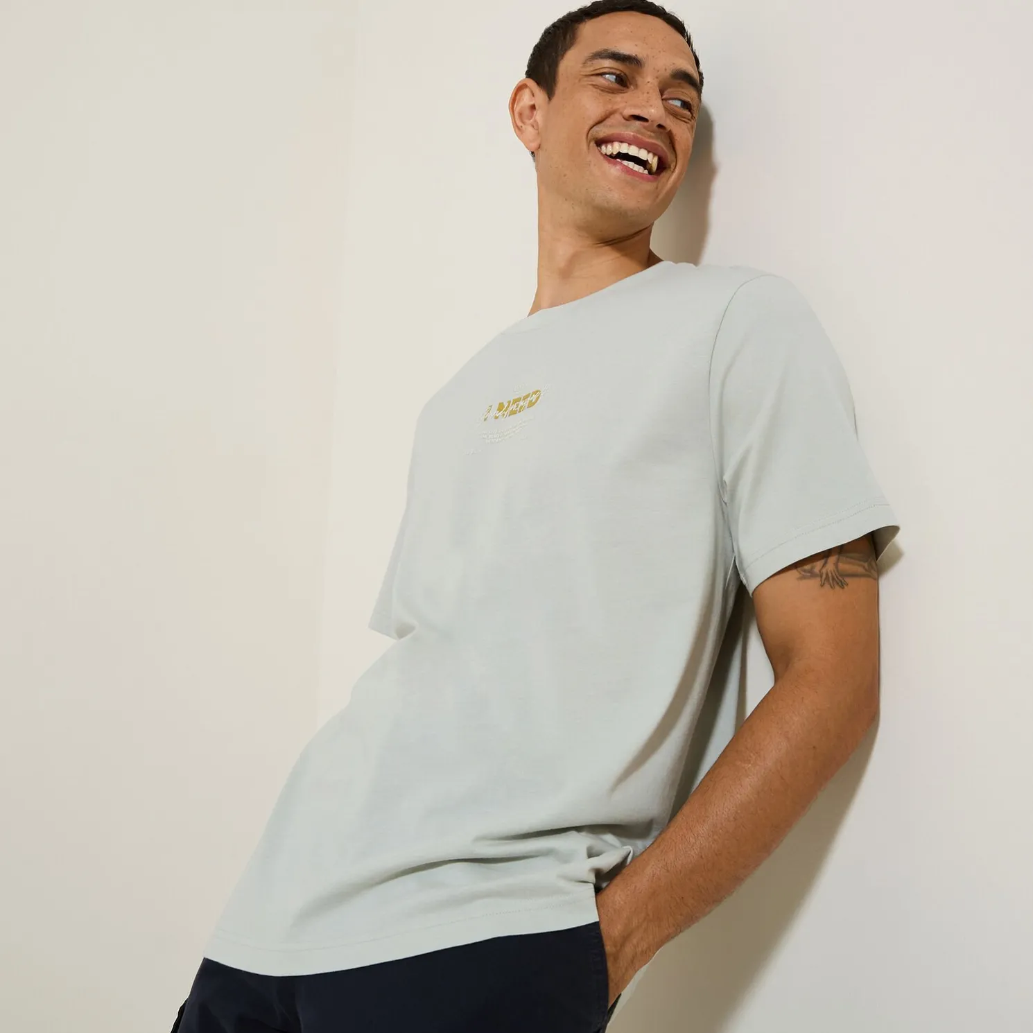 Katoenen T-shirt met ronde hals en print