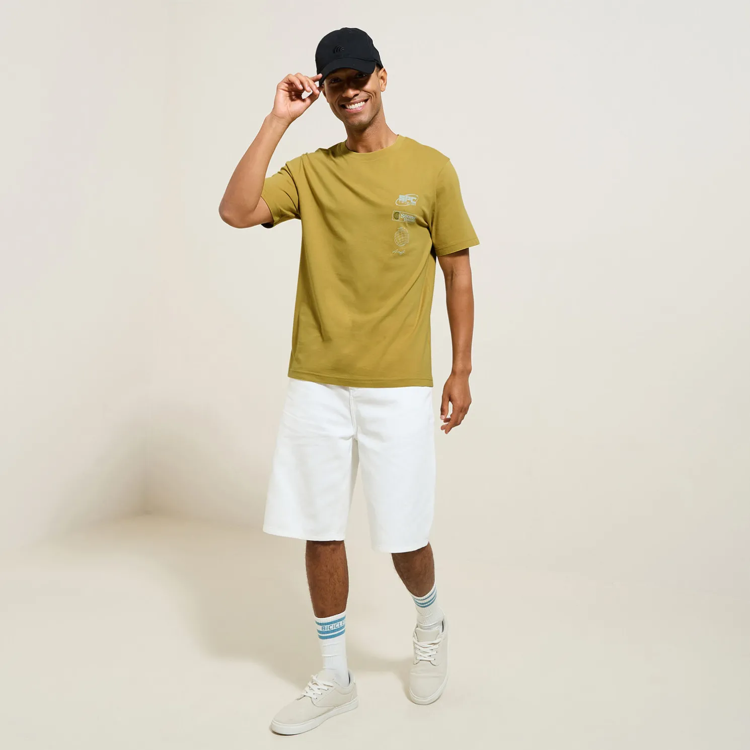 Katoenen T-shirt met ronde hals en print