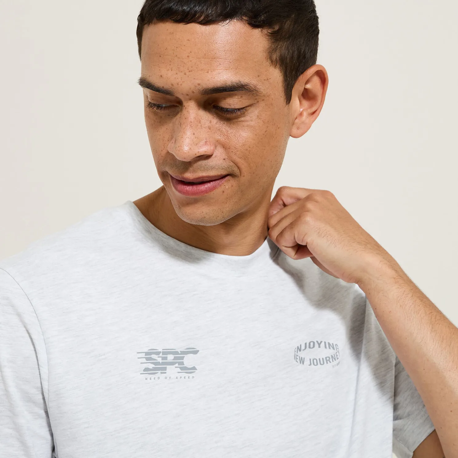 Katoenen T-shirt met ronde hals en print