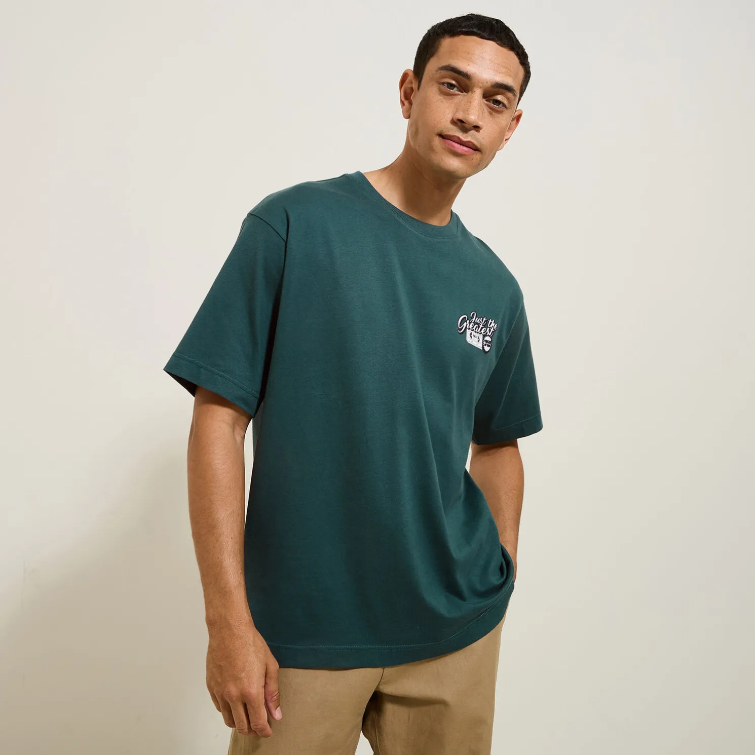 Katoenen T-shirt met ronde hals en print