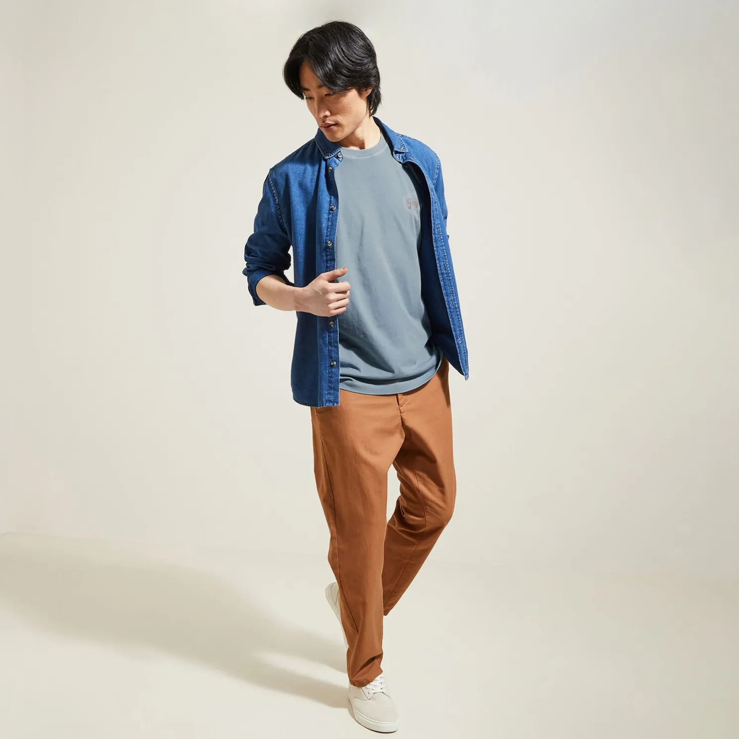 Katoenen T-shirt met ronde hals en print