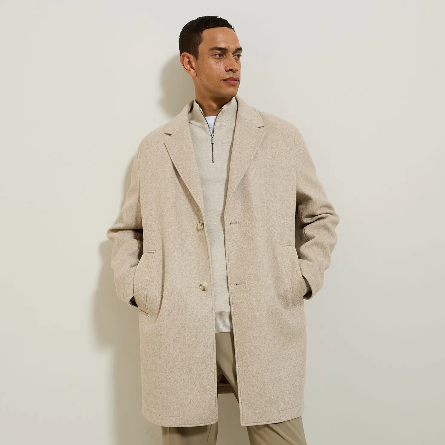 Lange wintermantel met reverskraag