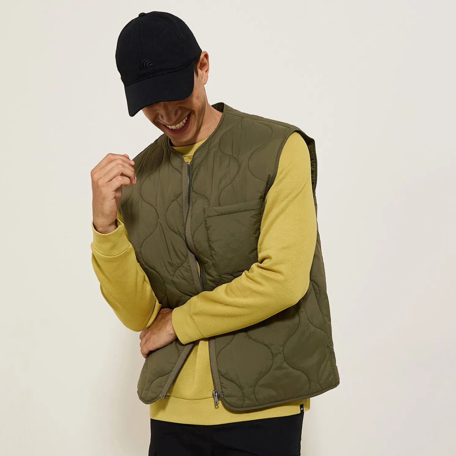 Licht, gewatteerd donsjack zonder mouwen