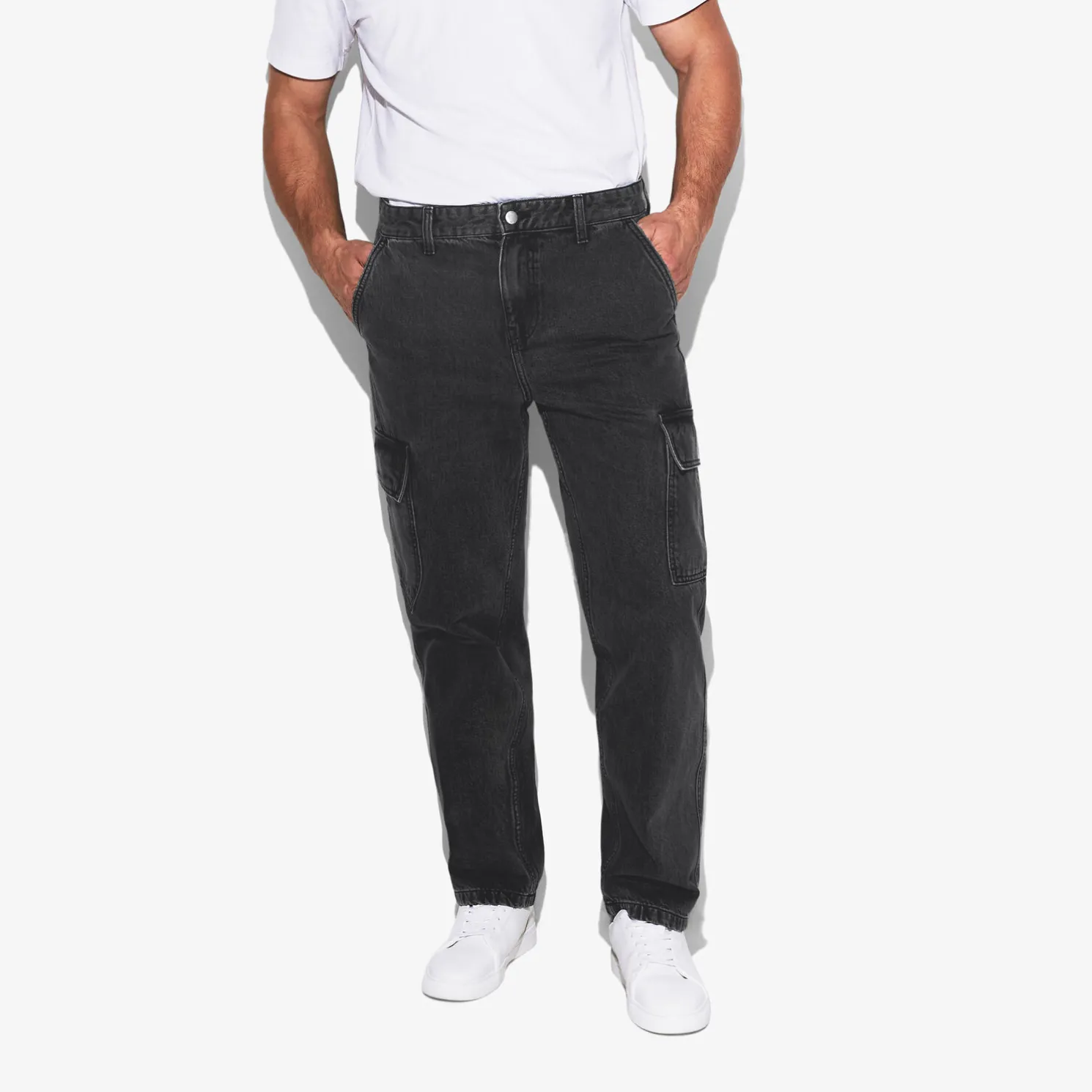 Loose fit jeans met cargozakken