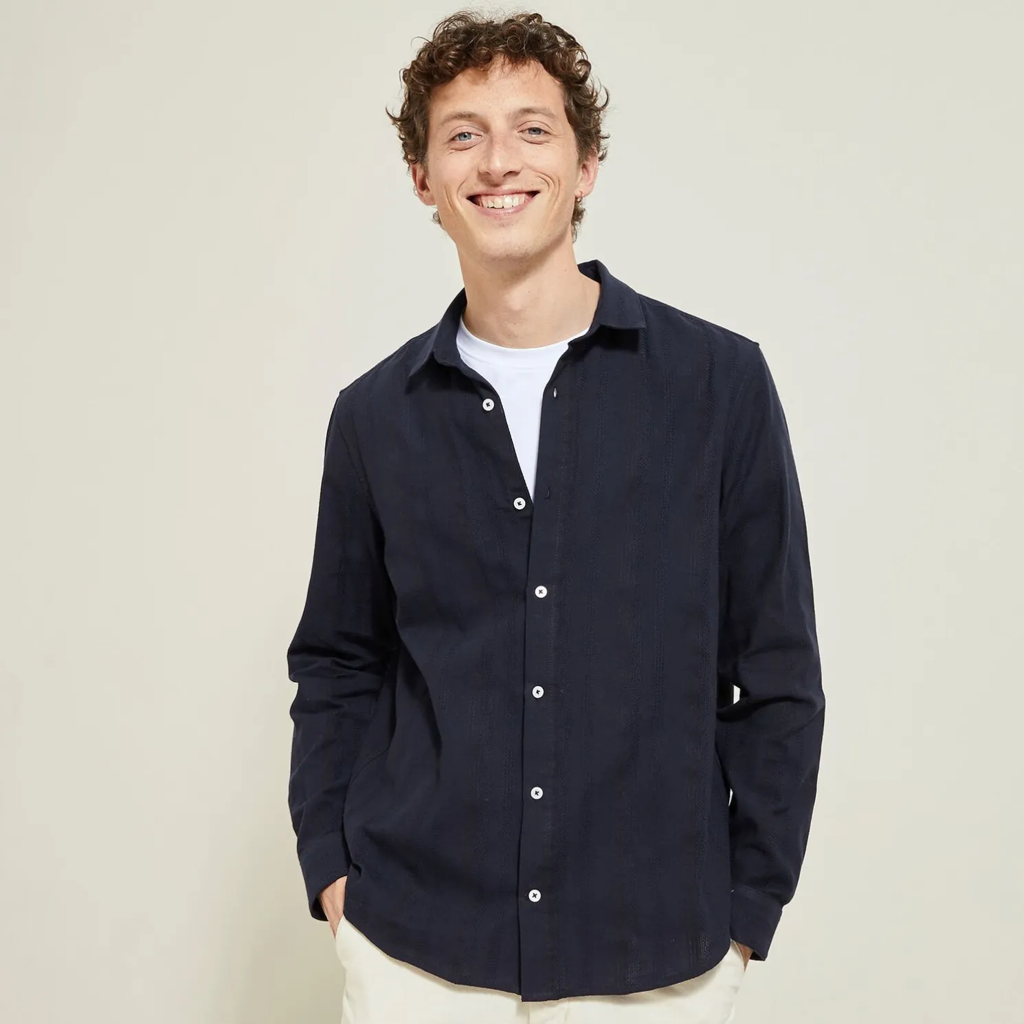 Overhemd van getextureerd katoen