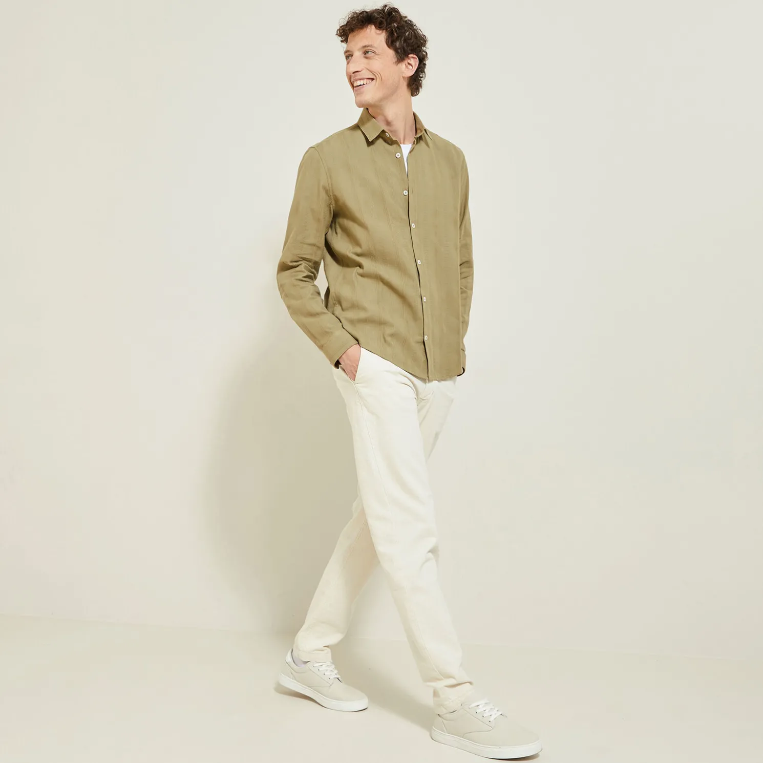 Overhemd van getextureerd katoen