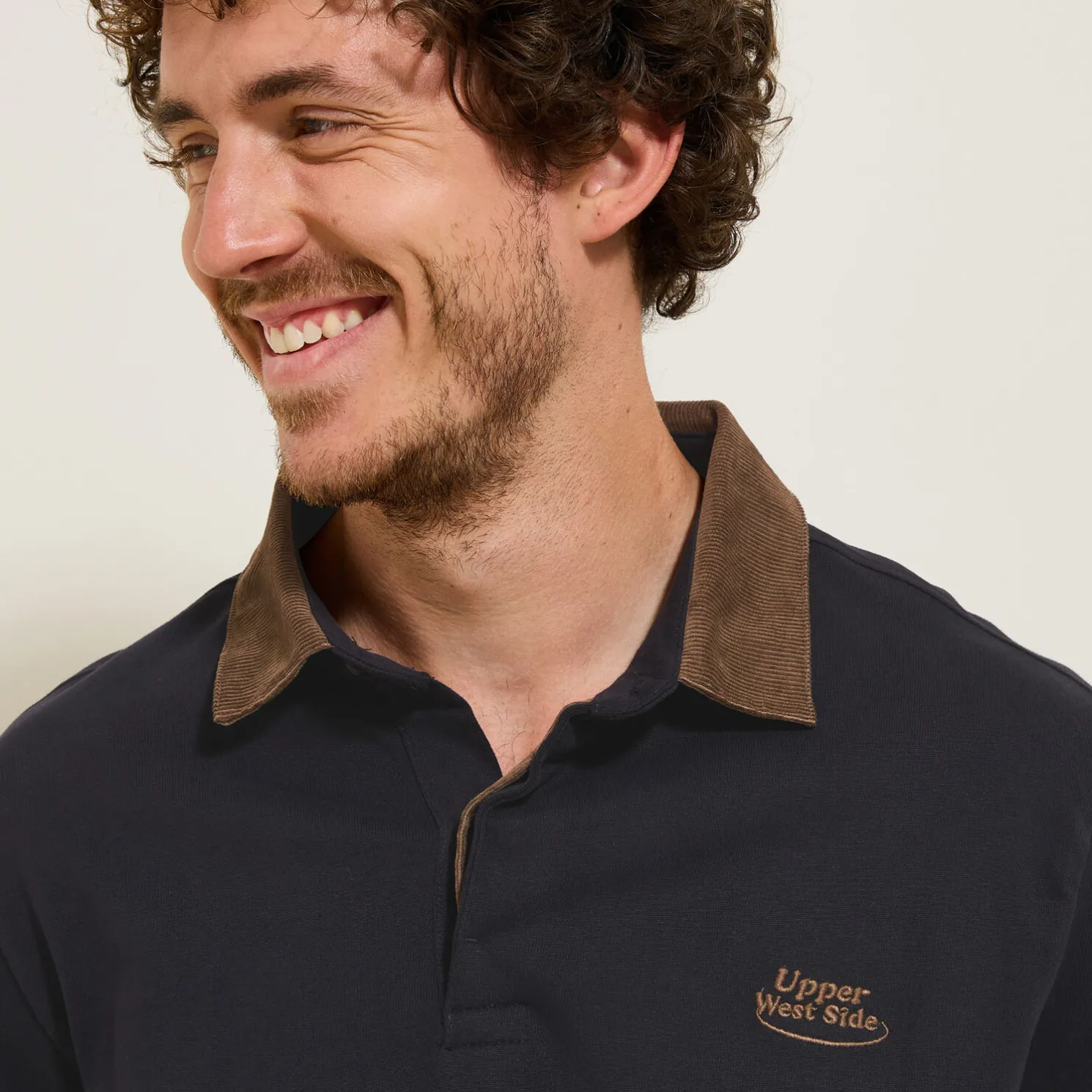 Polo lange mouwen in piquékatoen, fluwelen kraag