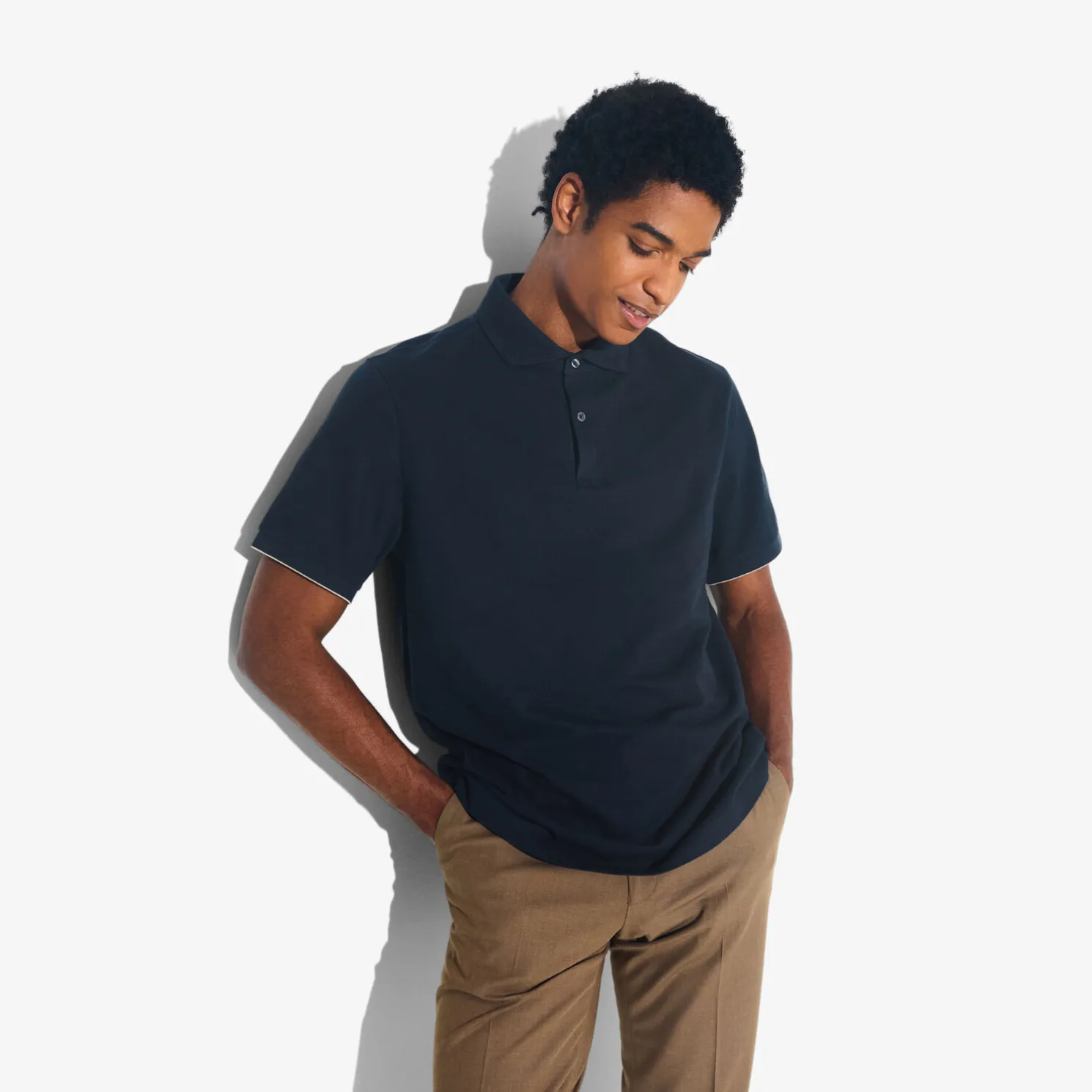 Polo met korte mouwen, visgraatmotief en Italiaans