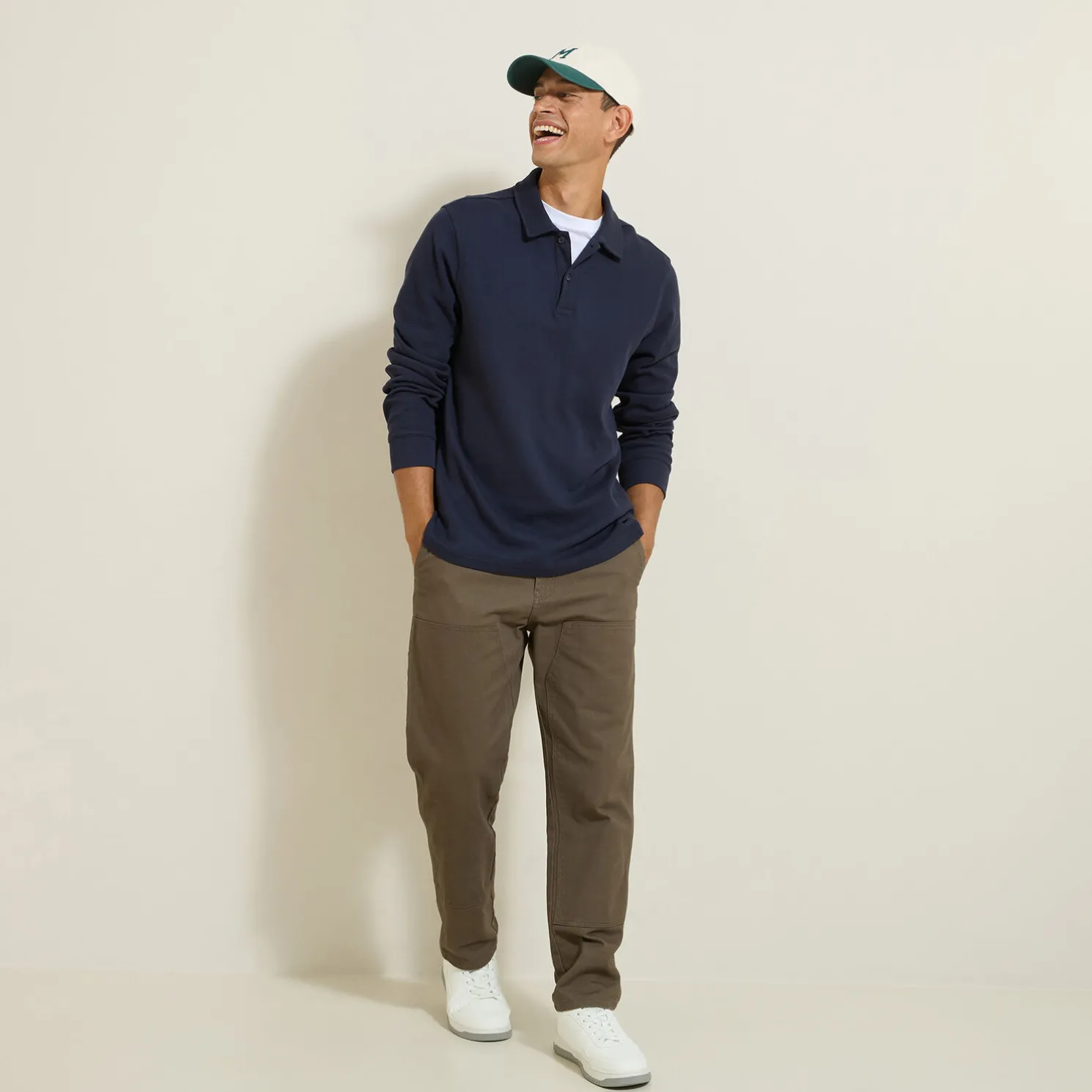 Polo met lange mouwen en relax snit