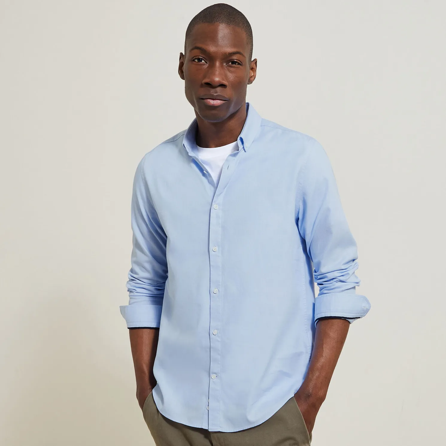 Regular effen hemd in biokatoen