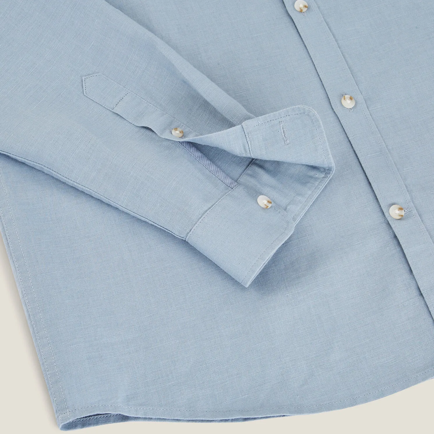 Regular effen hemd in katoen en linnen