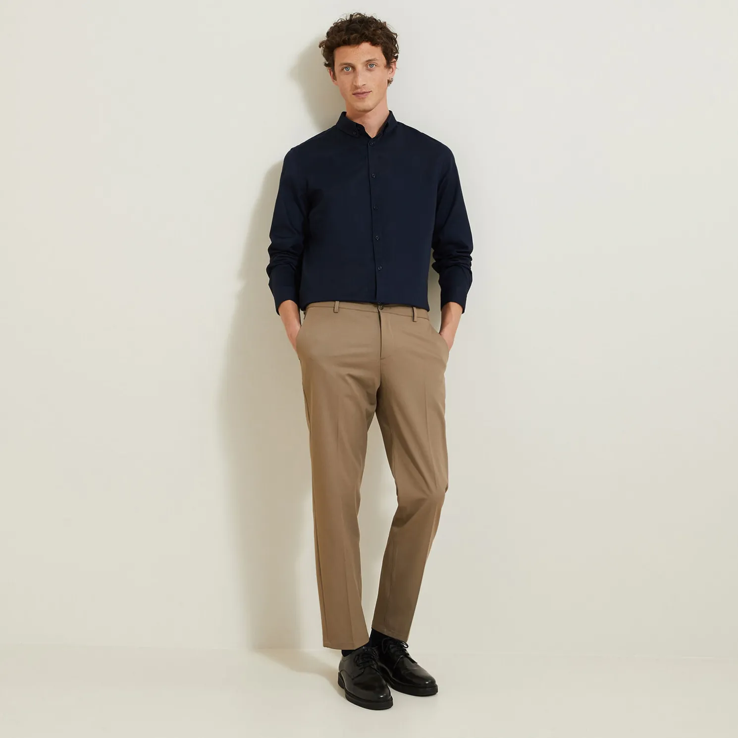 Regular effen hemd in biokatoen