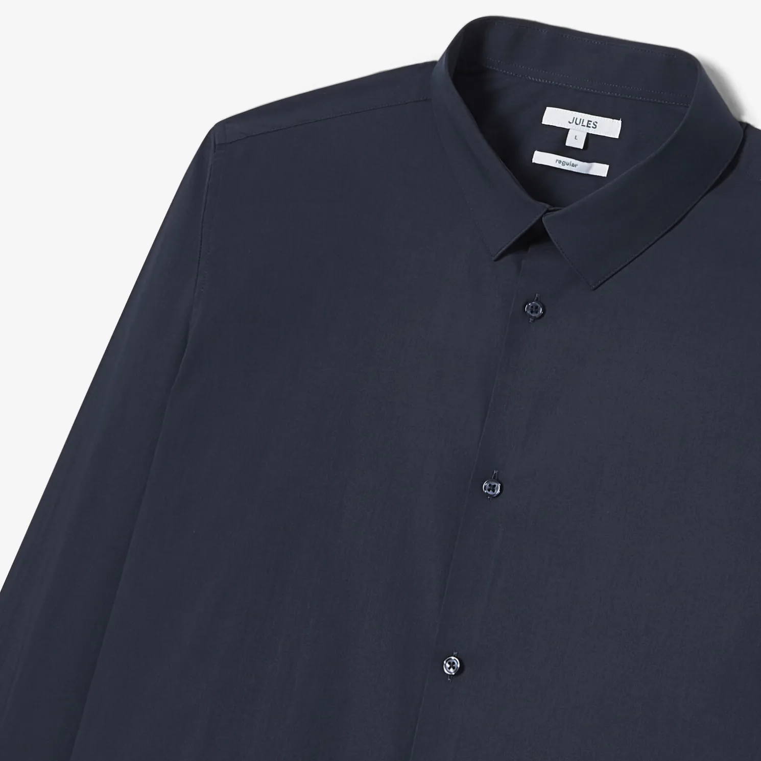 Regular effen hemd in katoen, nylon en elastaan