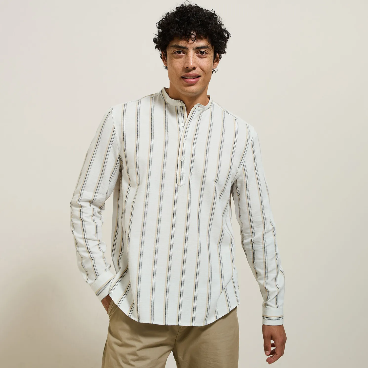 Regular fit gestreept hemd van katoen