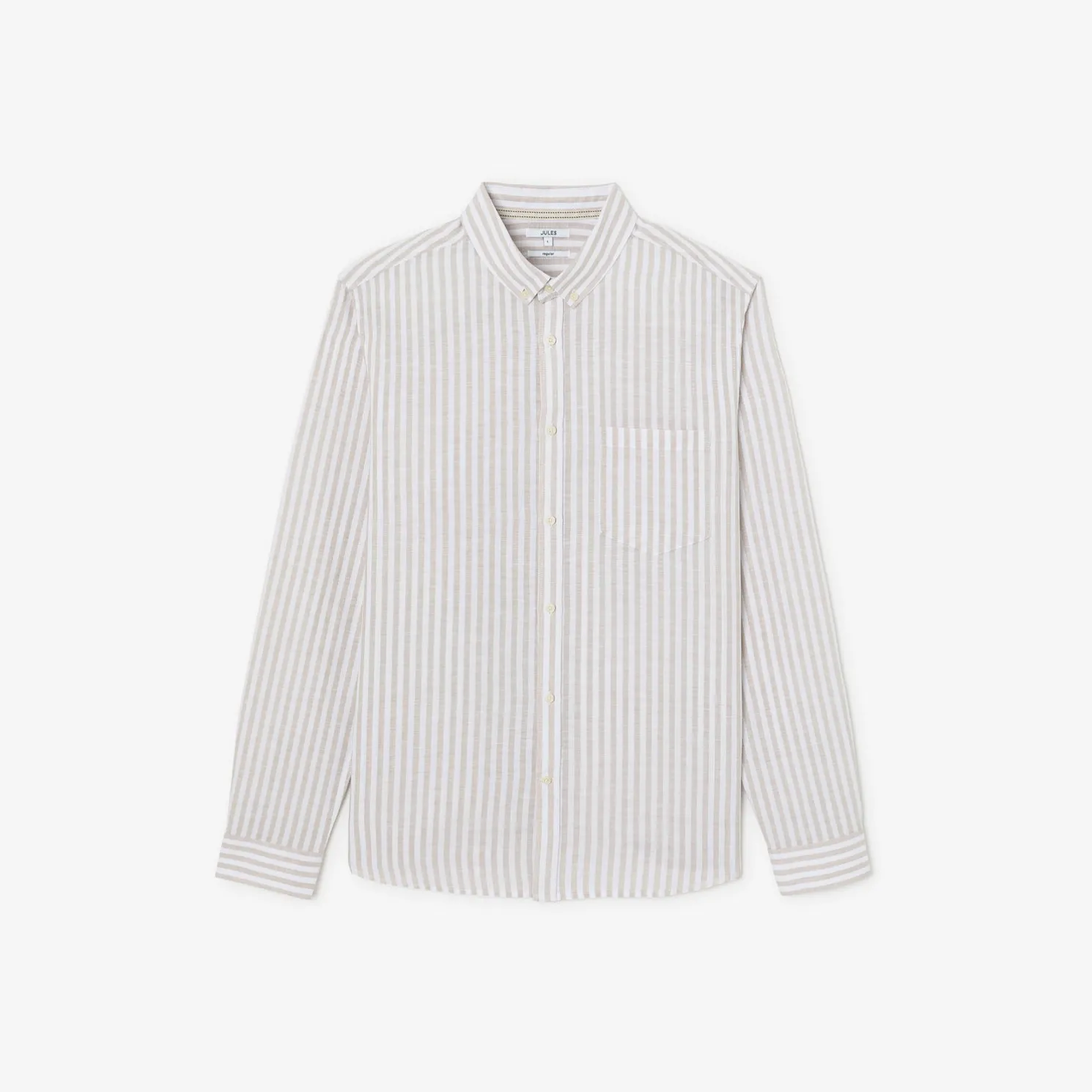 Regular gestreept hemd in katoen en linnen