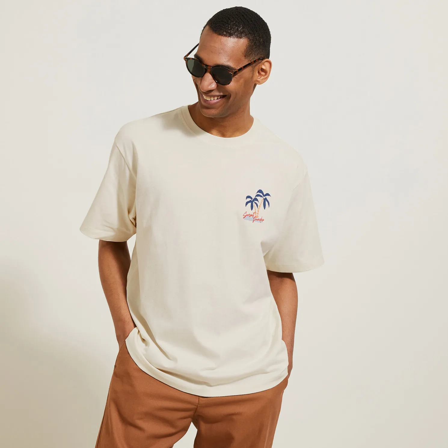 Relax T-shirt met print op voor-en achterkant