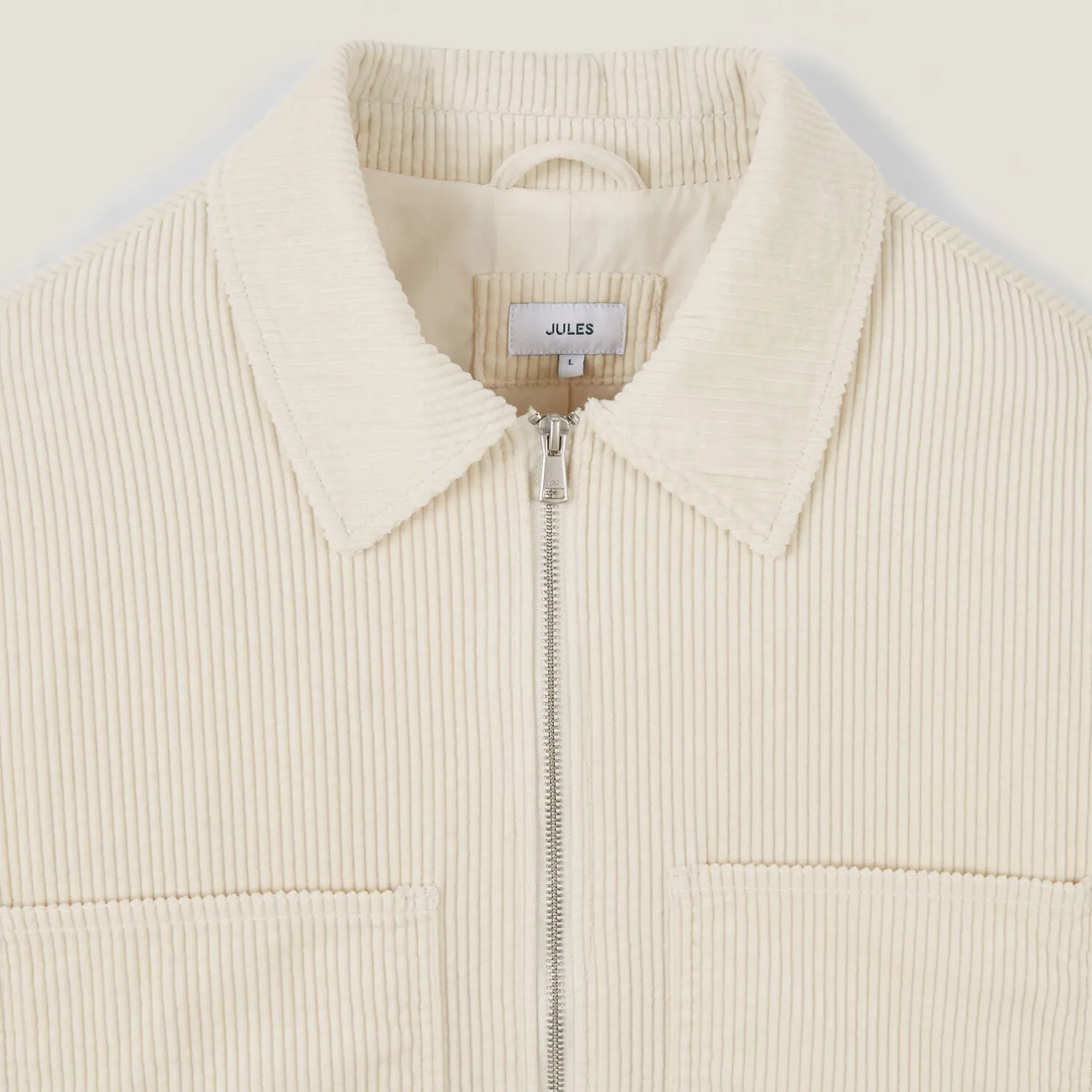 Ribfluwelen jack hemdskraag